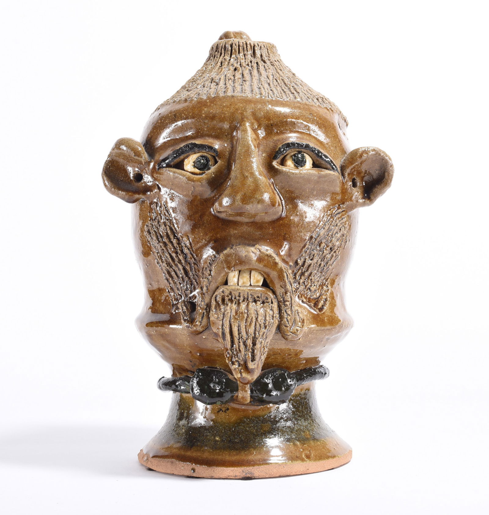 Reggie Meaders Folk Pottery Figural Face Jug (1 of 4)