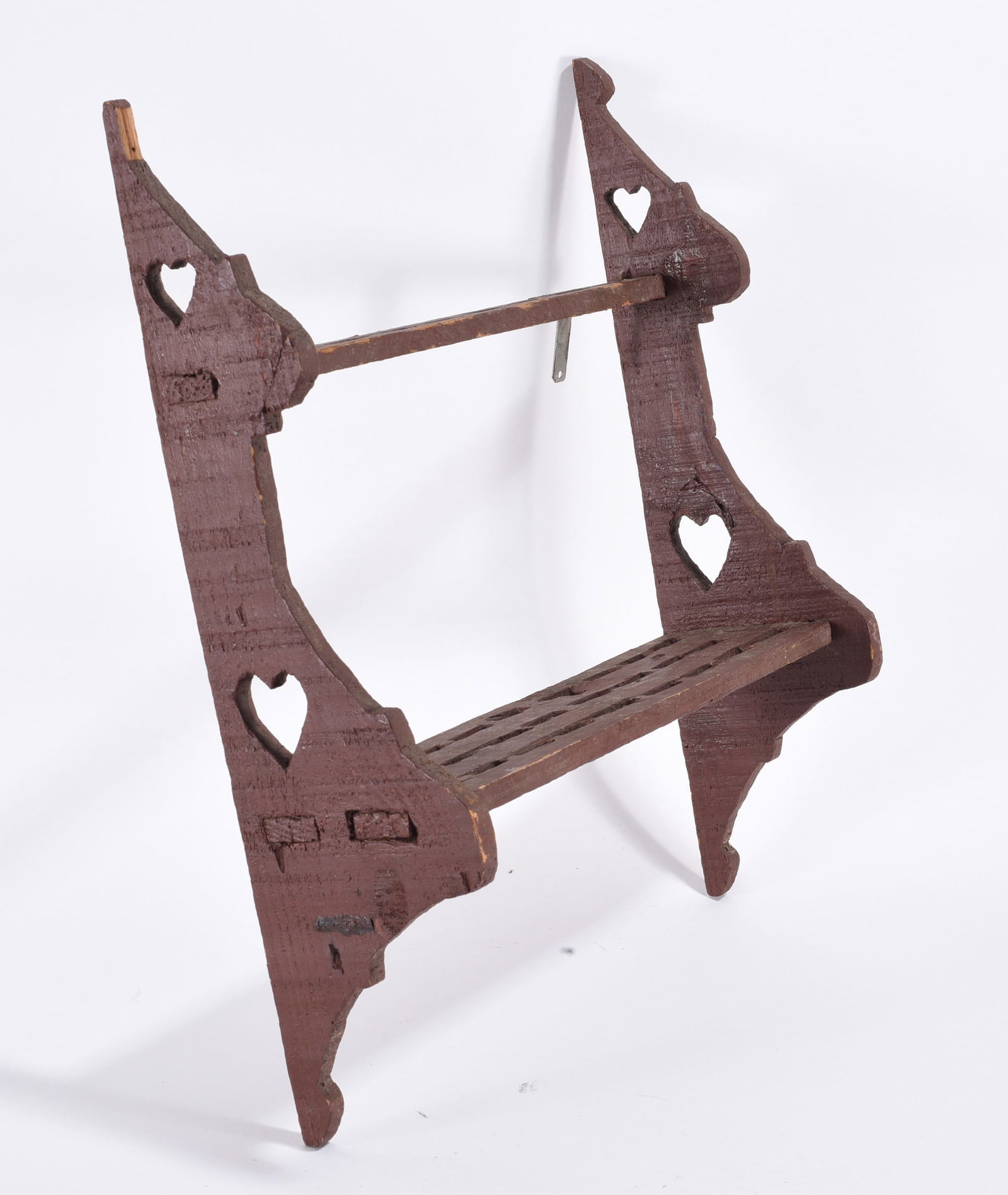 Folk Art Carved Hearts Spoon Shelf ca. 1850: Folk Art Carved Hearts Spoon Shelf ca. 1850