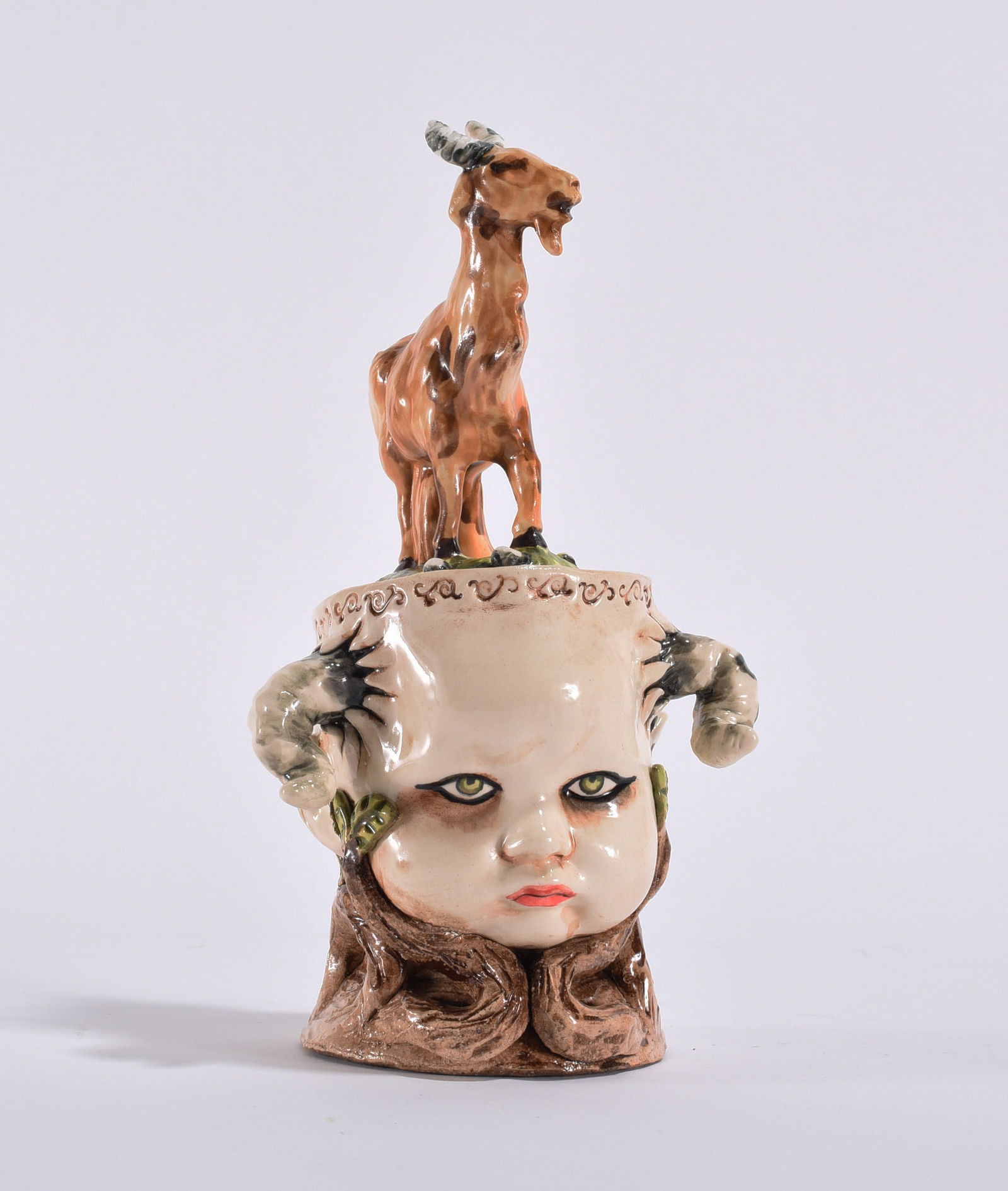 Stacy Lambert folk Pottery Baby Face Goat: Stacy Lambert folk Pottery Baby Face Goat