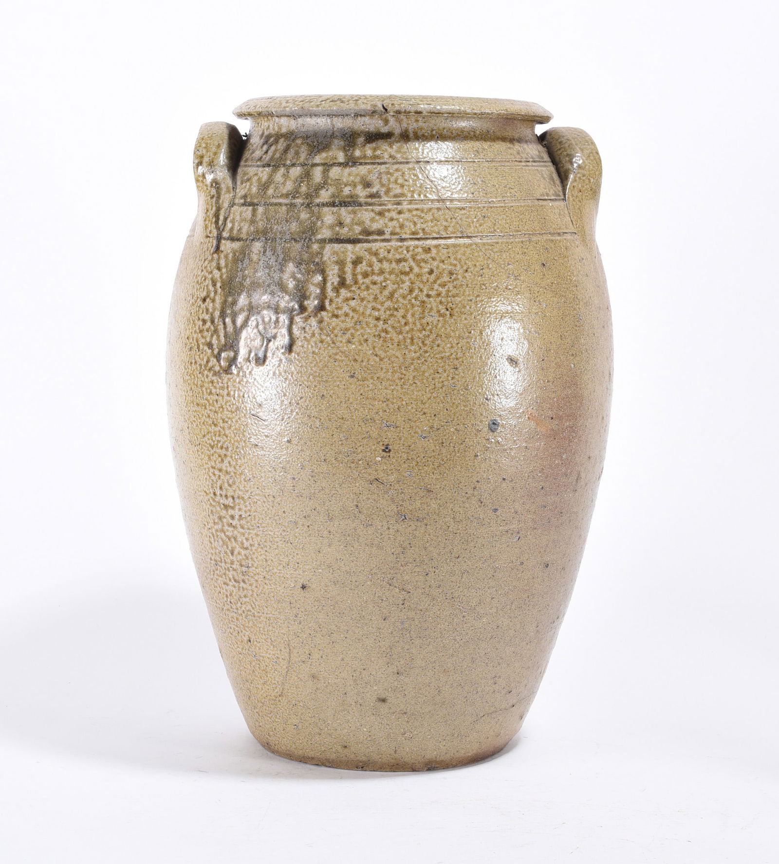 Piedmont North Carolina Salt Glaze Jar ca. 1860: 14" Piedmont North Carolina Salt Glaze Jar ca. 1861