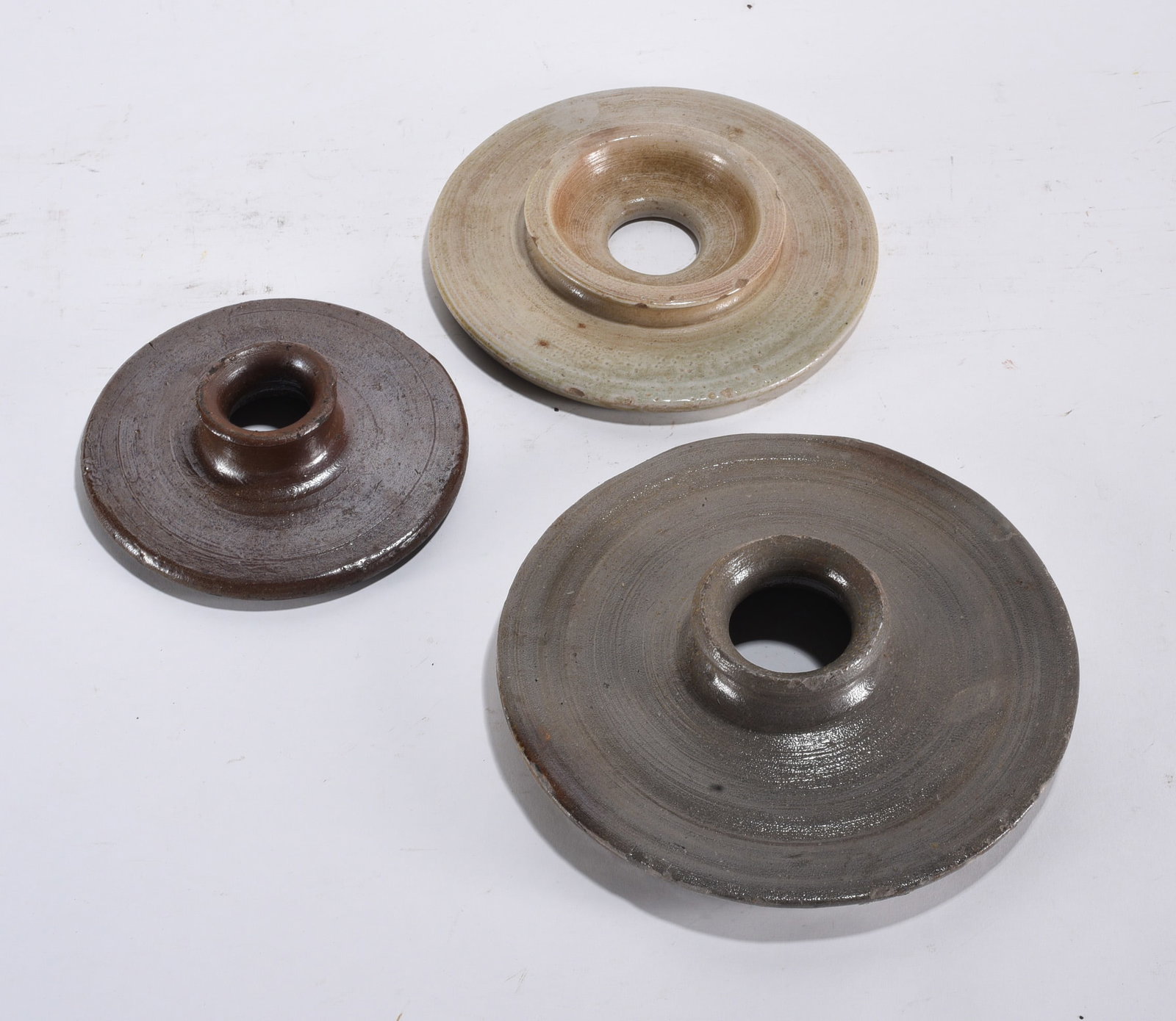 Salt Glaze Churn Lids ca. 1890: Salt Glaze Churn Lids ca. 1890
