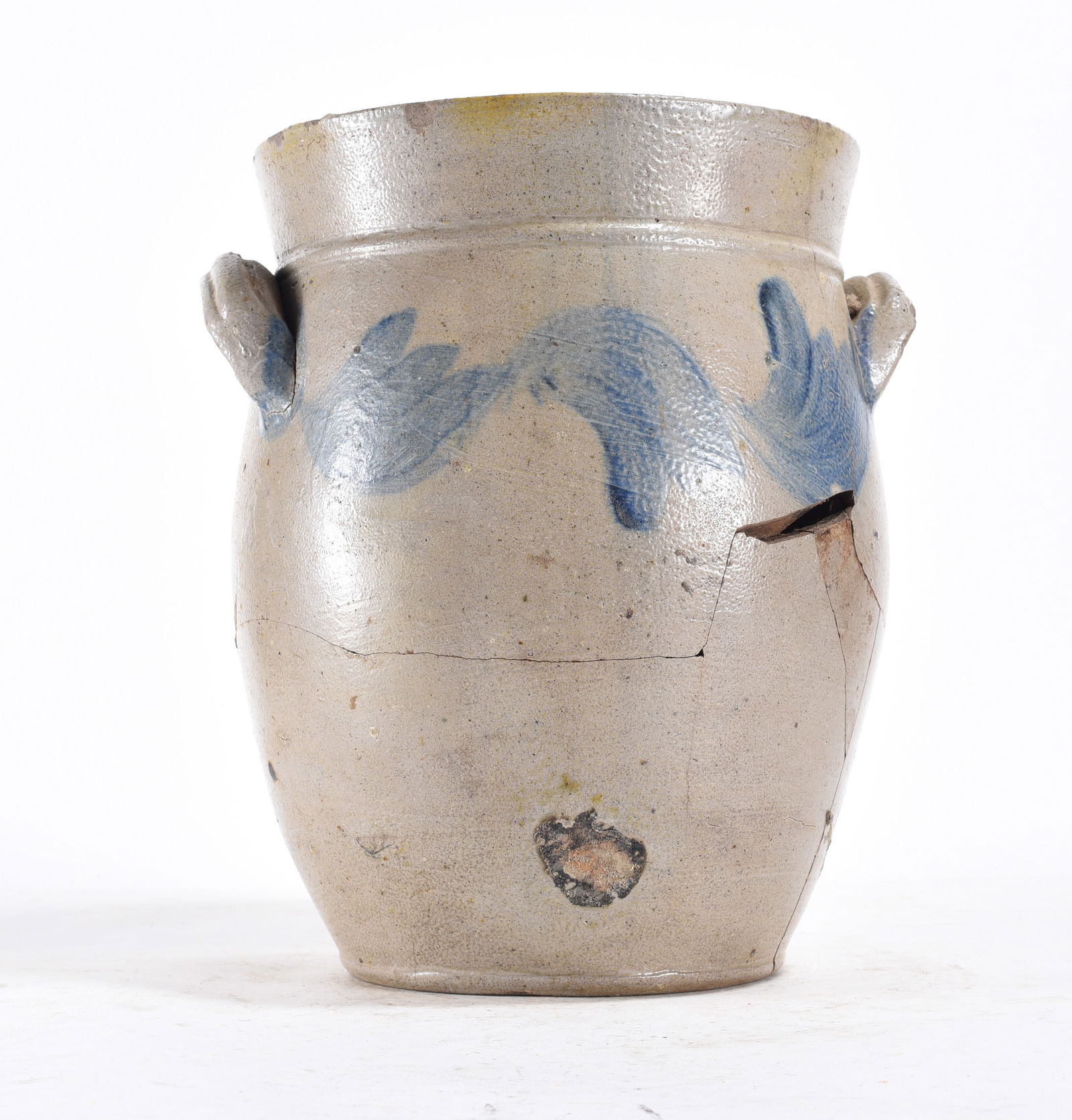 Early Virginia Blue Decorated Stoneware Jar (1 of 3)