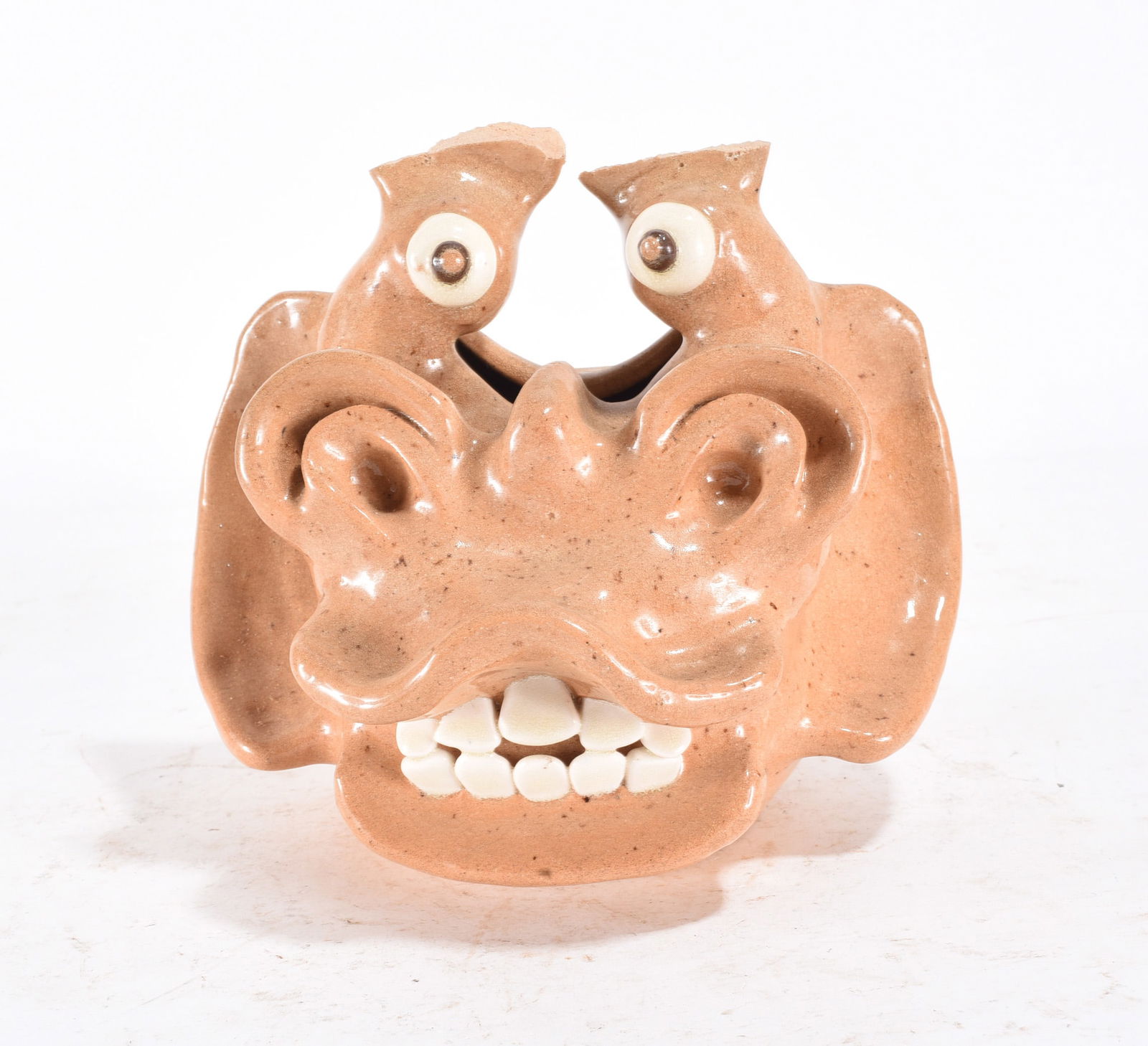 Ronald Bryant Jordan Pottery Face Jug damage: Ronald Bryant Jordan Pottery Face Jug damage