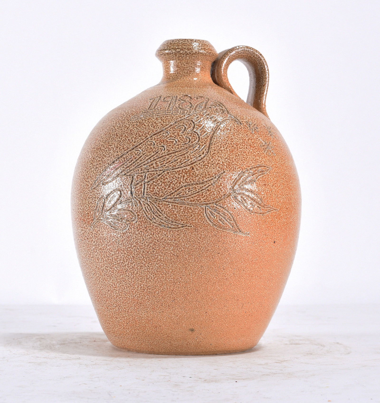 David Garner Turn and Burn Salt Glaze Decorated Fish Jug: David Garner Turn and Burn Salt Glaze Decorated Fish Jug