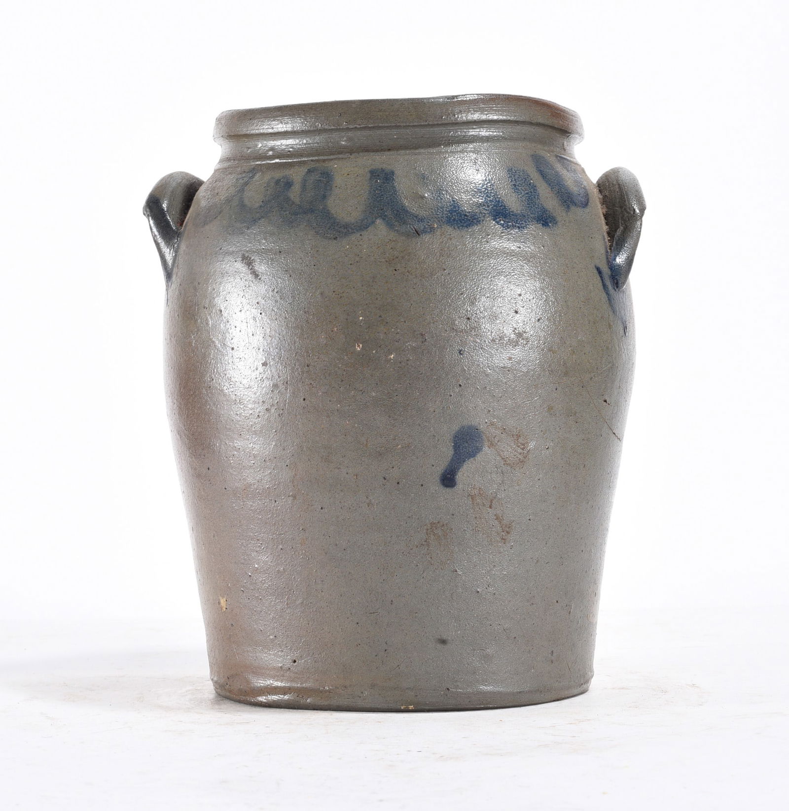 Early Virginia Stoneware Blue Decorated Jar: Early Virginia Stoneware Blue Decorated Jar
