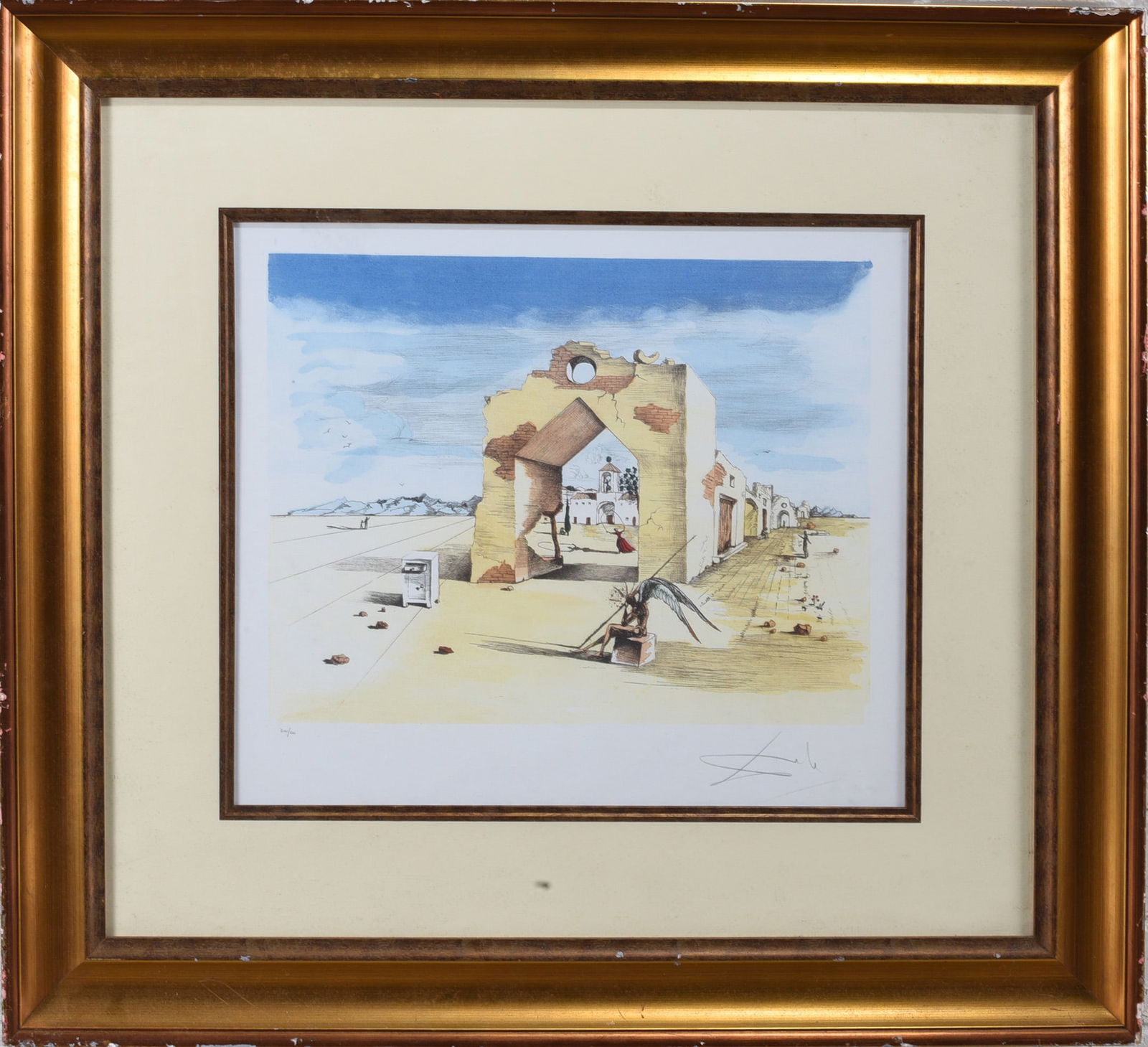 Salvador Dali Signed Lithograph Paranoic Village (1 of 2)