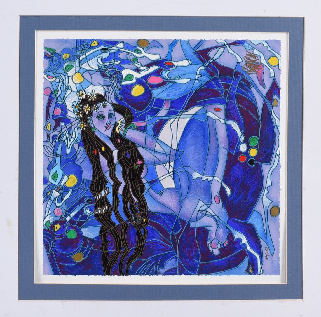 Limited Edition Serigraph by Jiang Tie-Feng Numbered 64/250 Signed: Limited Edition Serigraph by Jiang Tie-Feng Numbered 64/250 Signed