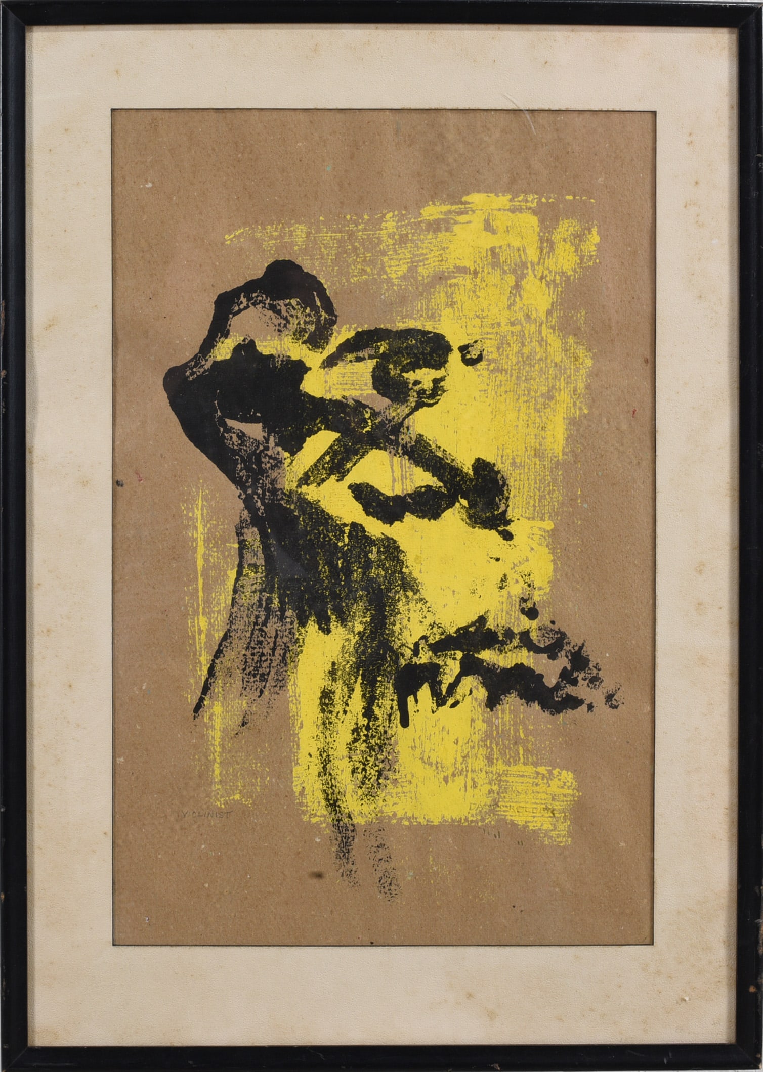 Framed Abstract Painting on Paper: Framed Abstract Painting on Paper