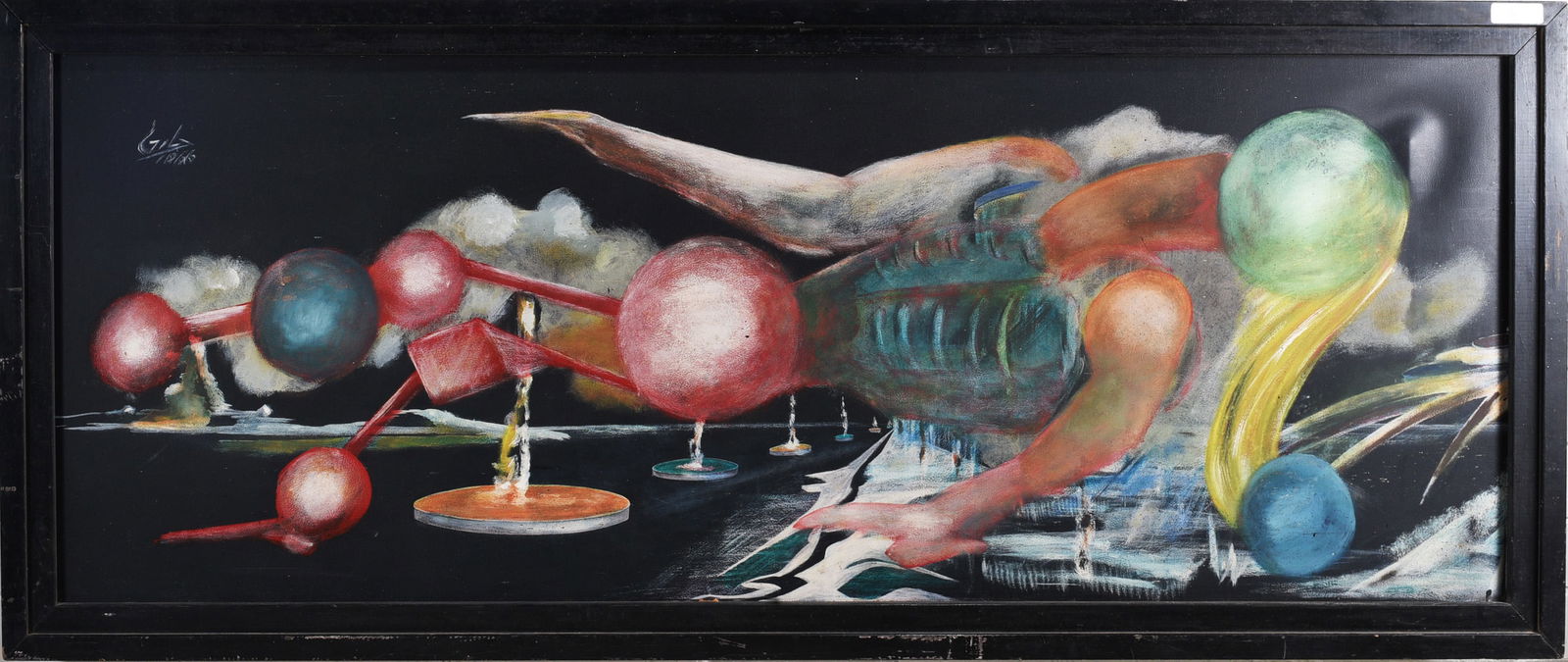 Surrealist Painting on Canvas Signed Upper Left: Surrealist Painting on Canvas Signed Upper Left