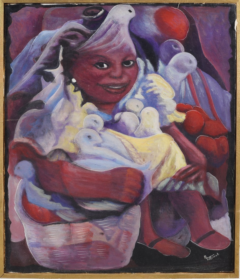 Haitian Folk Art Painting by R. Ottinot: Haitian Folk Art Painting by R. Ottinot