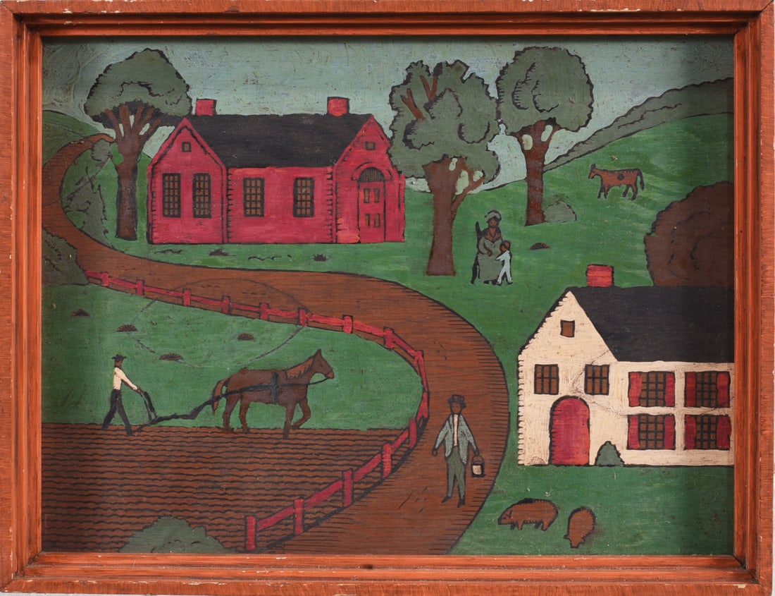 Folk Art Painting on Wood Board: Folk Art Painting on Wood Board