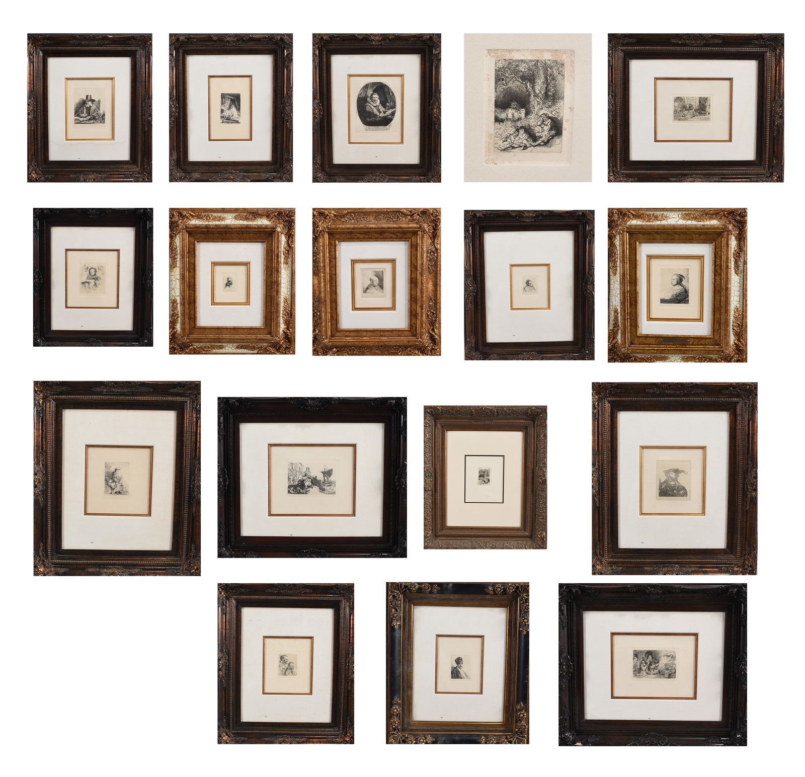 (17) Total Framed Prints by Rembrandt and Other: (17) Total Framed Prints by Rembrandt and Other