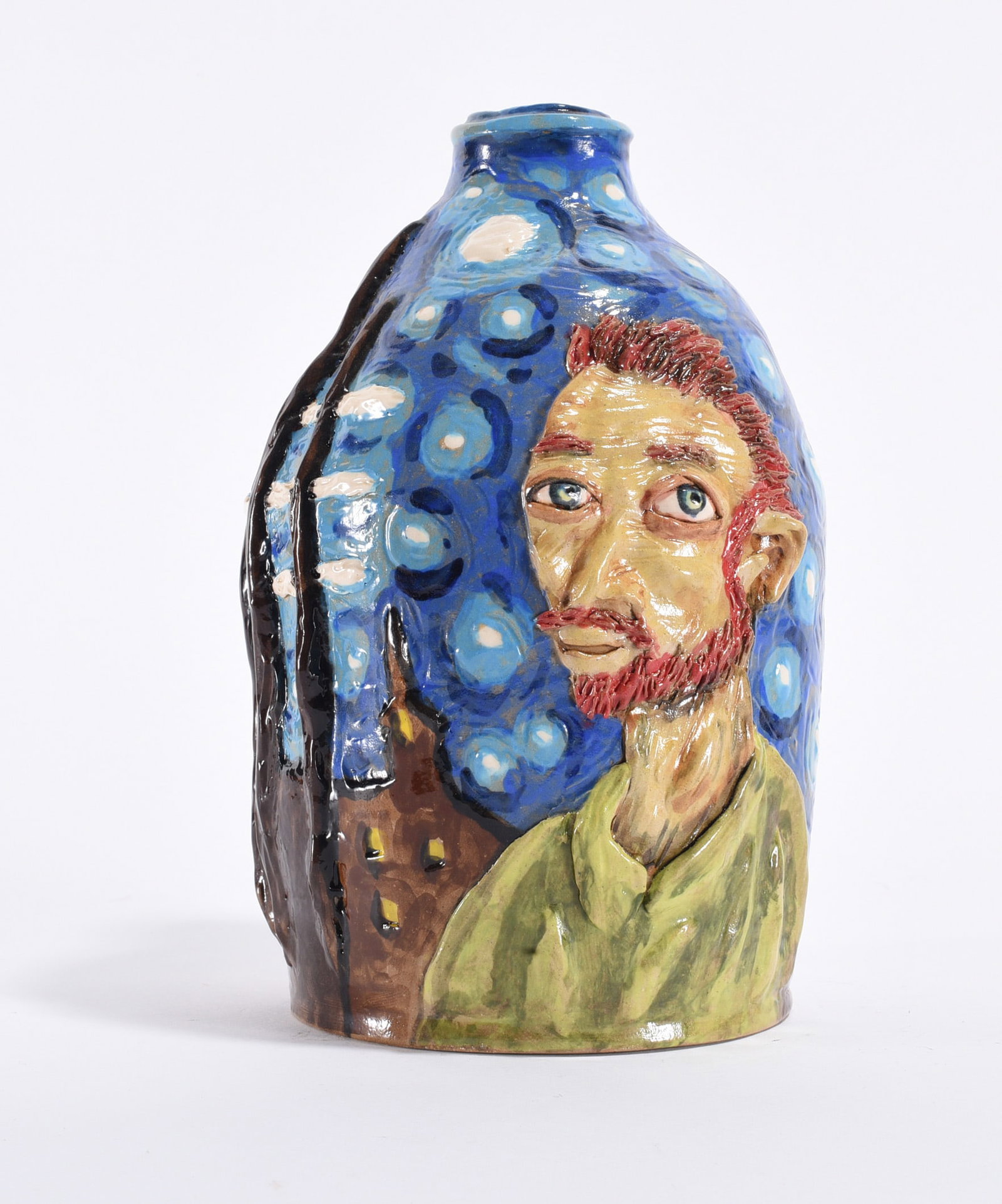 Stacy Lambert Van Gogh Jug: Stacy Lambert Van Gogh Jug Stacy Lambert (American, North Carolina, contemporary) is a folk potter known for face jugs and sculptural stoneware rooted in the Seagrove tradition.