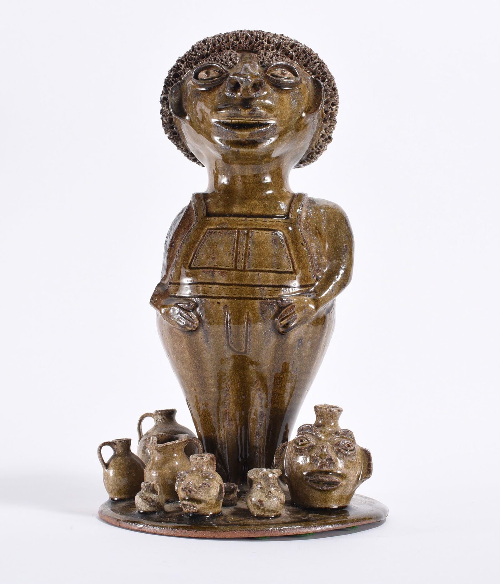 Steve Abee Folk Pottery Figural: Steve Abee Folk Pottery Figural Steve Abee (American, b. 1968, Burke County, North Carolina) is a Catawba Valley potter known for traditional face jugs and alkaline-glazed stoneware.