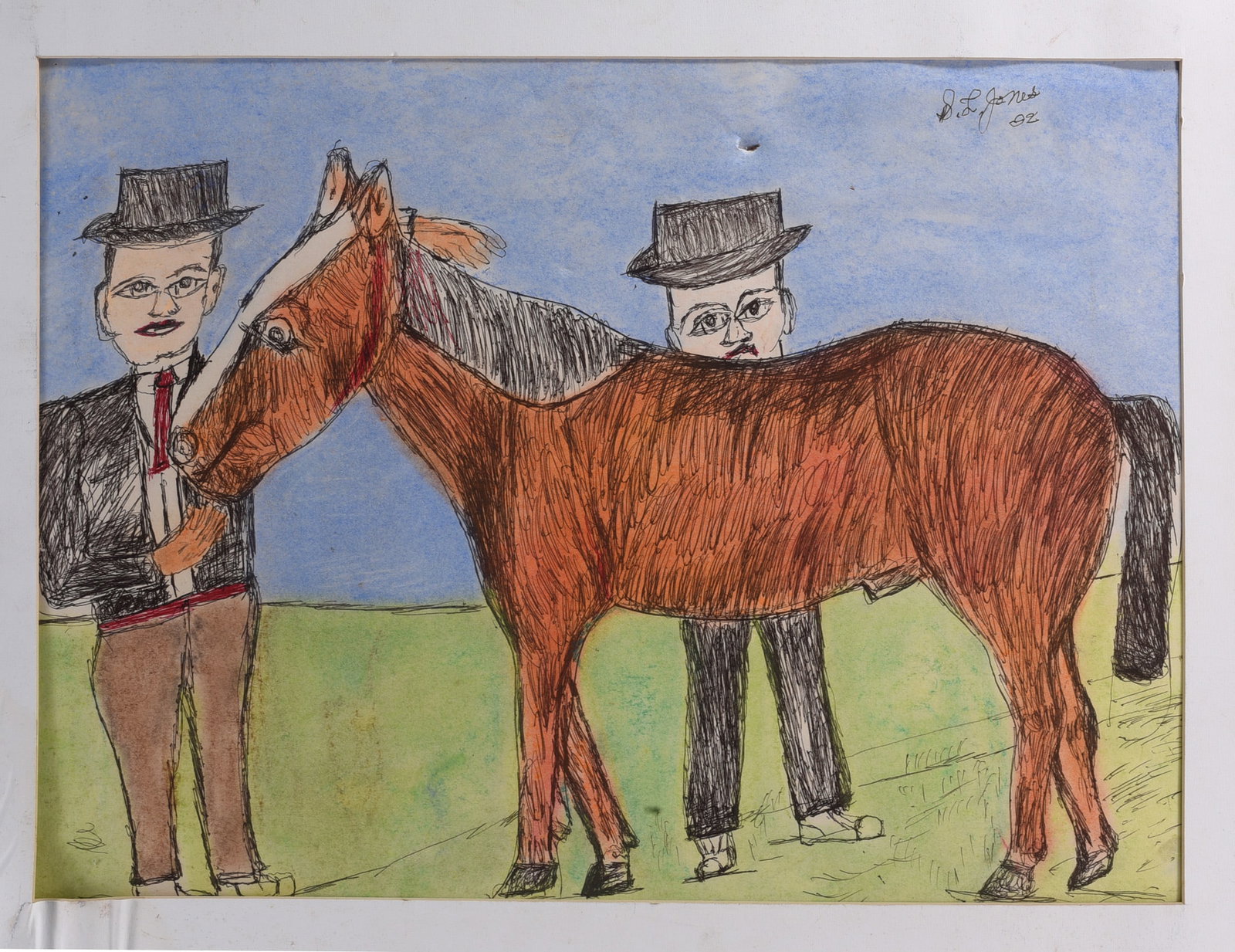 SL Jones Drawing on Paper: SL Jones Drawing on Paper S. L. Jones (American, contemporary) is a self-taught artist known for expressive works on paper and board.