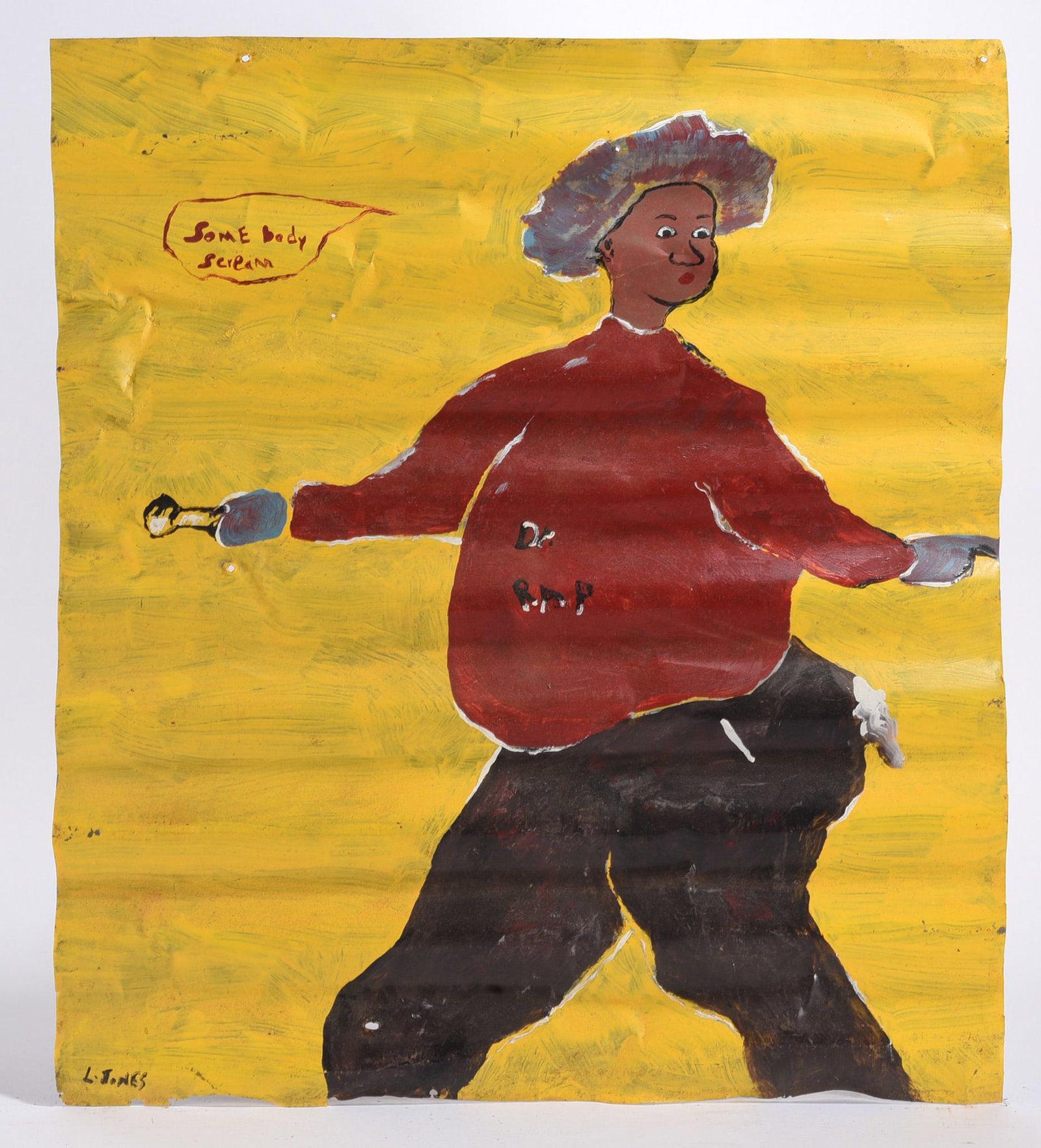 Leonard Jones Painting on Tin: Leonard Jones Painting on Tin Leonard Jones (American, contemporary) is a folk artist known for painted works on found materials, including tin.