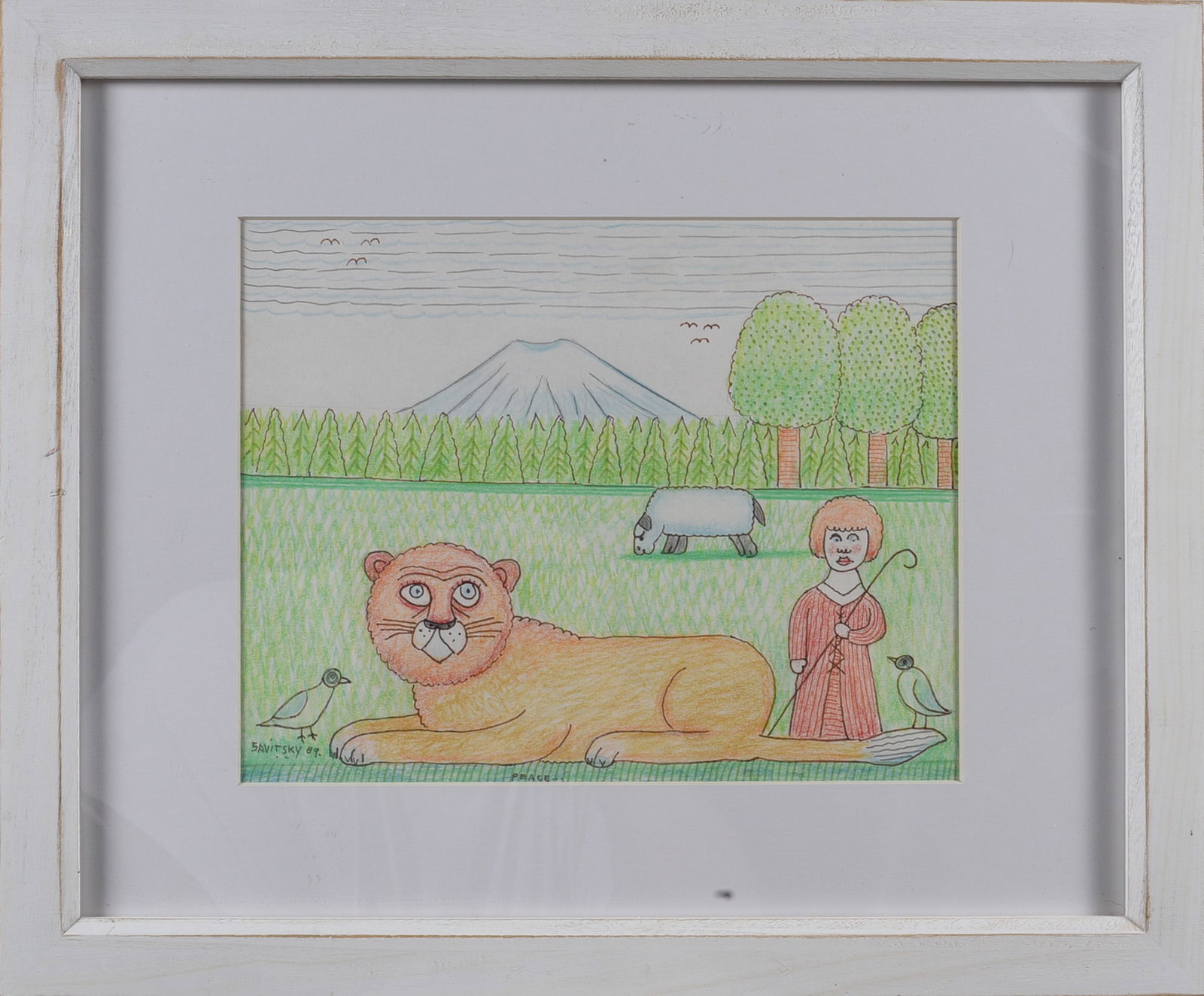 Jack Savitsky Folk Art Drawing on Paper (1 of 1)