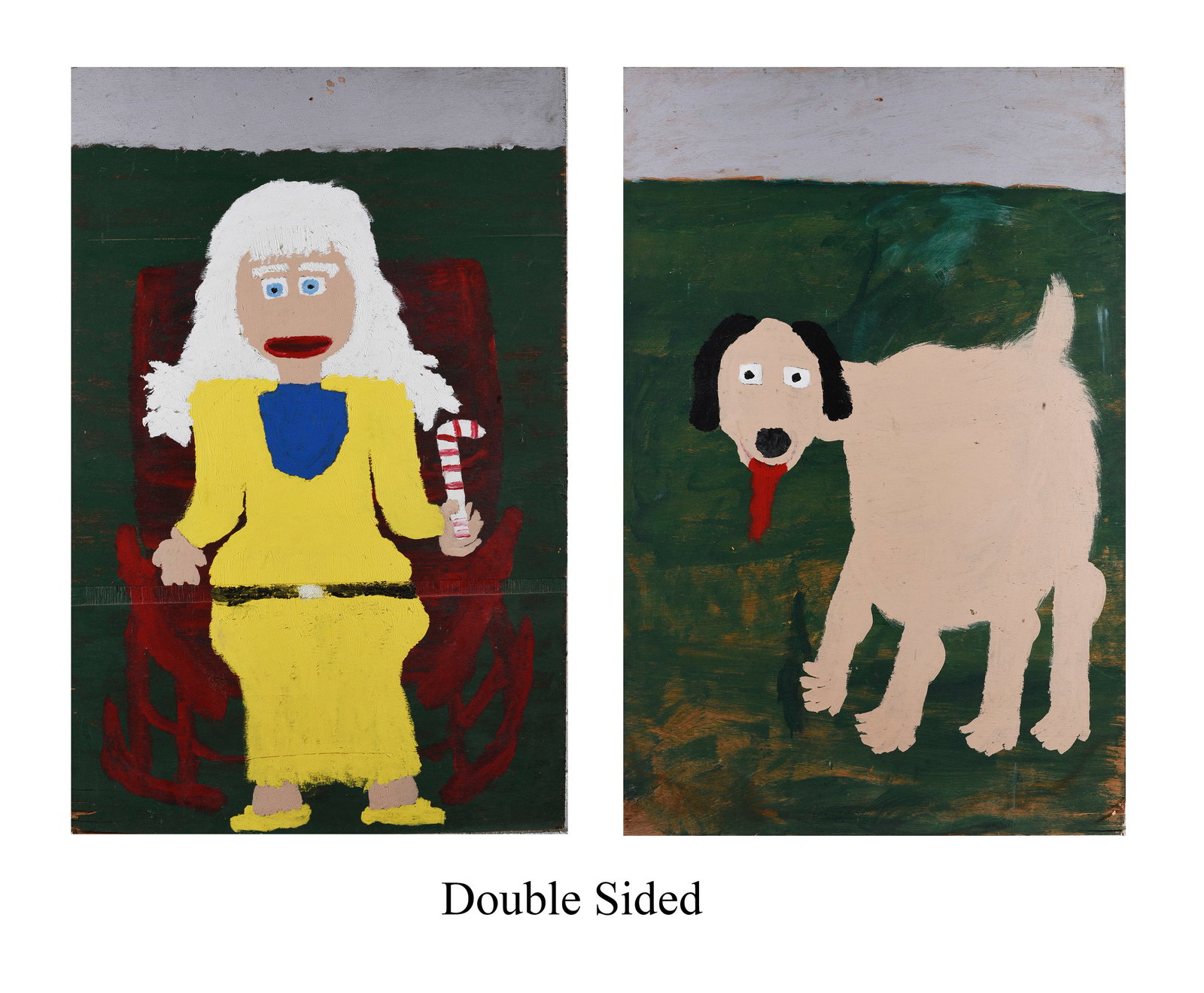 Jake McCord Double Sided Painting on Board: Jake McCord Double Sided Painting on Board Jake McCord (American, c. 1942–2006, Thomson, Georgia) was a self-taught artist known for bold portraits and paintings on wood.