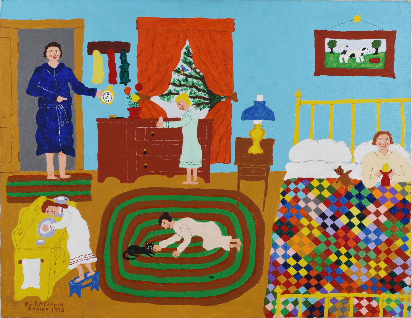 Rev. RP Cooper Painting on Canvas: Rev. RP Cooper Painting on Canvas Rev. R. P. Cooper (American, contemporary) is a self-taught artist known for religious folk paintings.