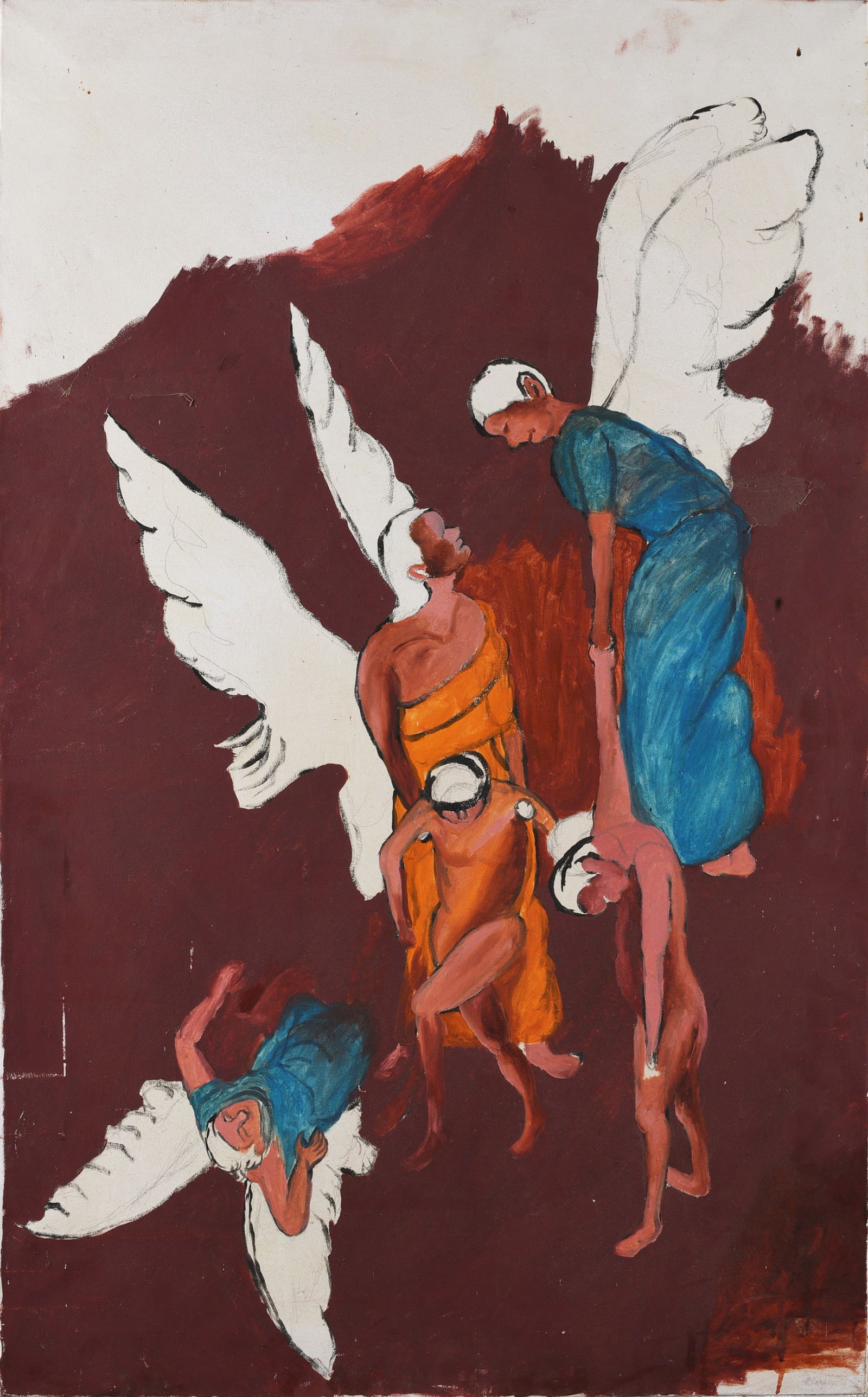 Folk Painting on Canvas: Folk Painting on Canvas American folk or self-taught work.