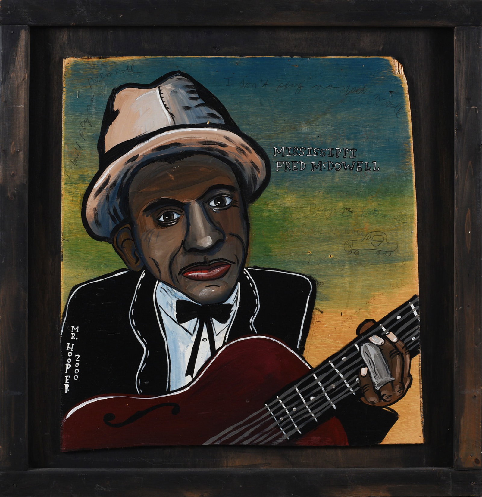 Folk Art Painting by Mr. Hooper: Folk Art Painting by Mr. Hooper Mr. Hooper (American, contemporary) is a self-taught artist known for painted folk art works. We do offer in house shipping for items under 36" - boxes 10"x10"x10" we c