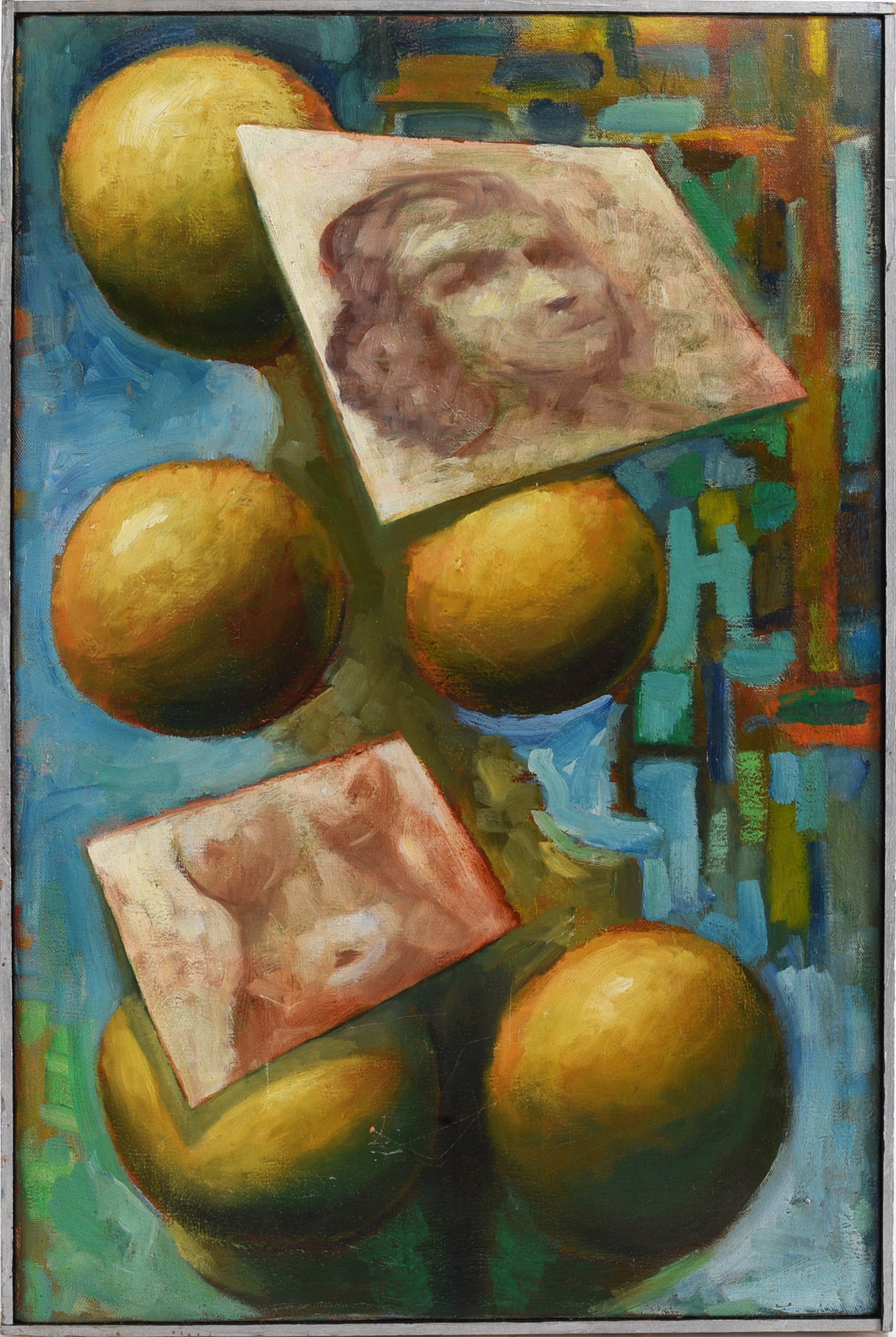 Ed Shewmake Mid Century Oil Painting on Canvas: Ed Shewmake Mid Century Oil Painting on Canvas Ed Shewmake (American, 1907–1986) was a Southern artist known for mid-century paintings and mixed-media works with surreal and visionary qualities.