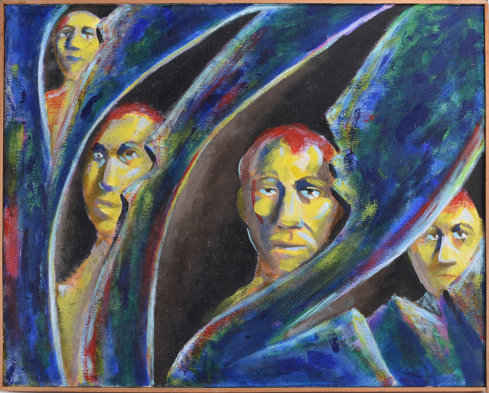 Ed Shewmake Mid Century Oil Painting on Canvas: Ed Shewmake Mid Century Oil Painting on Canvas Ed Shewmake (American, 1907–1986) was a Southern artist known for mid-century paintings and mixed-media works with surreal and visionary qualities.