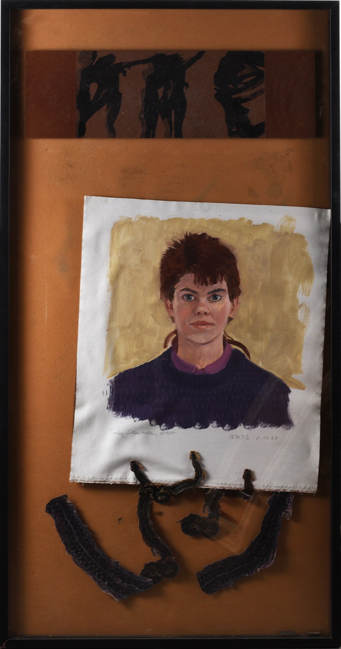 Ed Shewmake Mid Century Mixed Media Collage Framed: Ed Shewmake Mid Century Mixed Media Collage Framed Ed Shewmake (American, 1907–1986) was a Southern artist known for mid-century paintings and mixed-media works with surreal and visionary qualities.