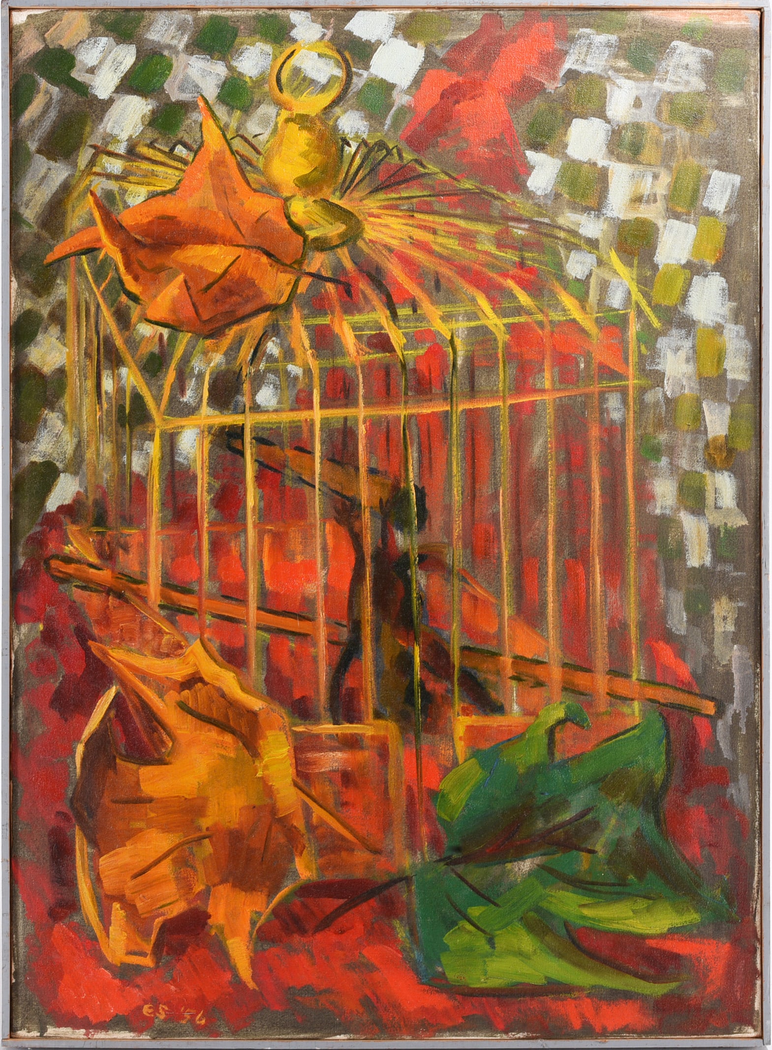 Ed Shewmake Mid Century Oil Painting on Canvas: Ed Shewmake Mid Century Oil Painting on Canvas Ed Shewmake (American, 1907–1986) was a Southern artist known for mid-century paintings and mixed-media works with surreal and visionary qualities.