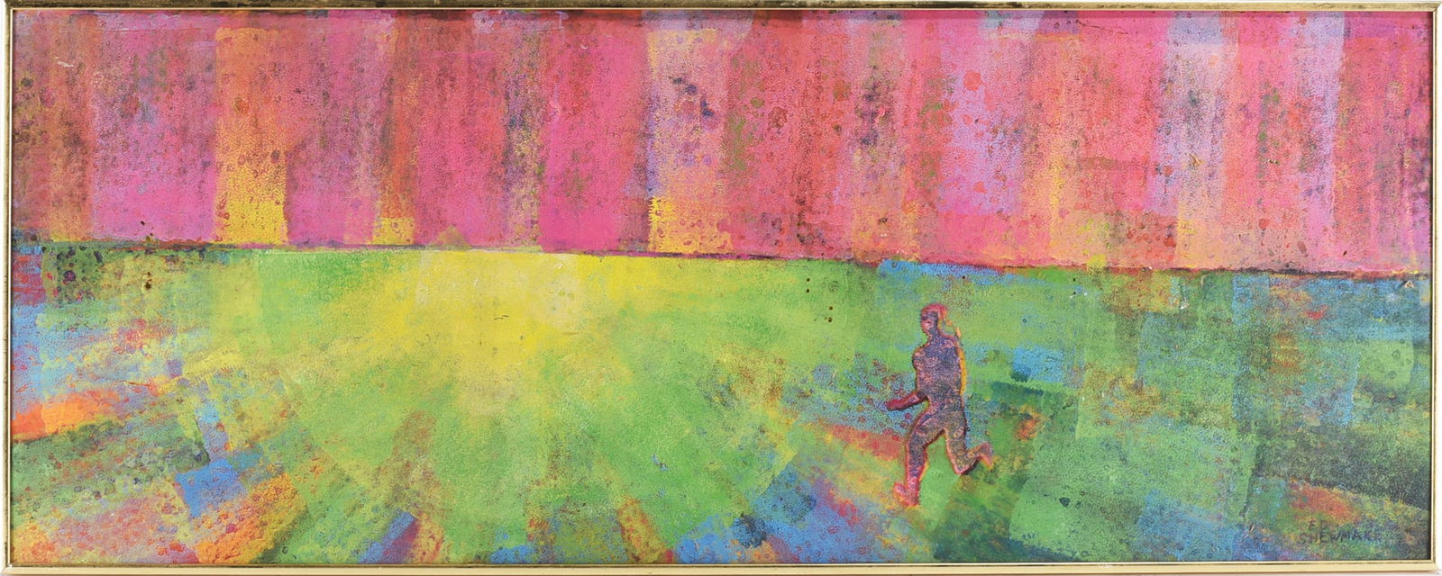 Ed Shewmake Mid Century Oil Painting on Canvas: Ed Shewmake Mid Century Oil Painting on Canvas Ed Shewmake (American, 1907–1986) was a Southern artist known for mid-century paintings and mixed-media works with surreal and visionary qualities.