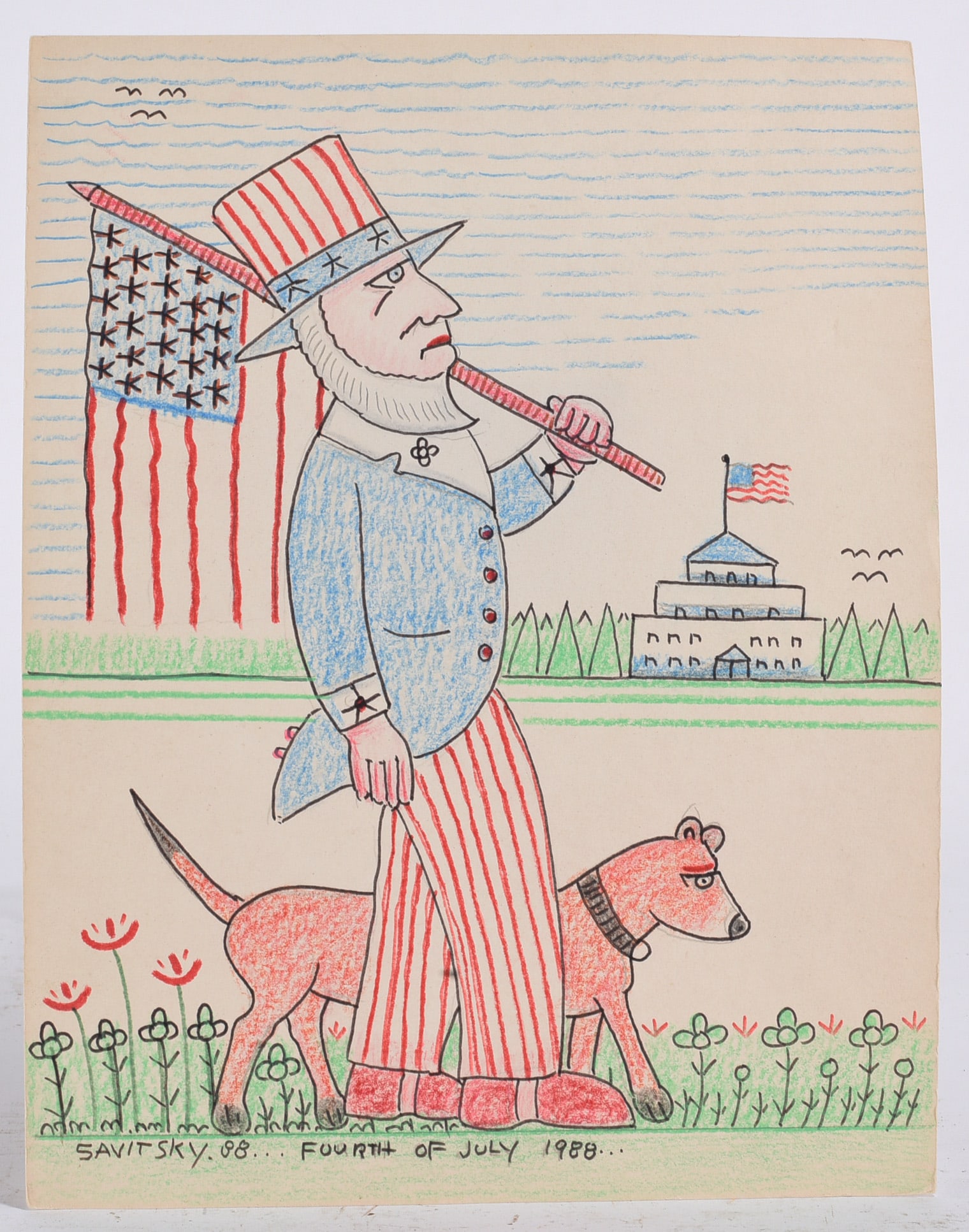 Jack Savitsky Folk Art Drawing: Jack Savitsky (American, 1910–1991, Pennsylvania) was a self-taught artist and former coal miner known for drawings and paintings of mining life and biblical subjects.