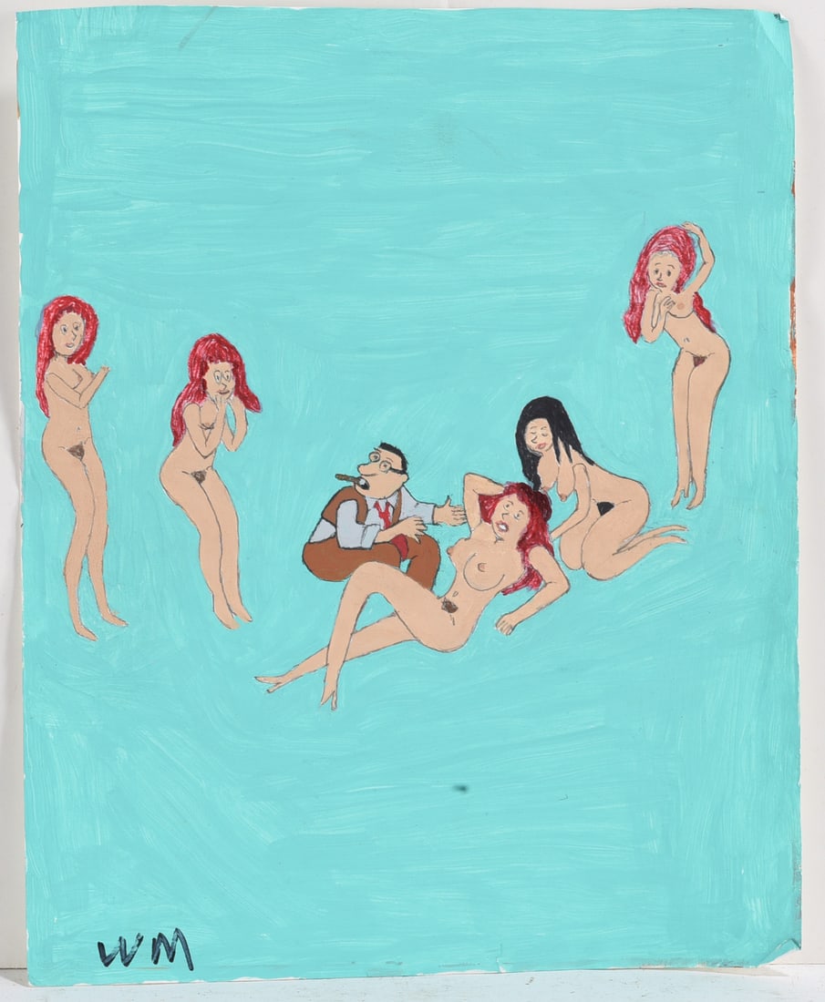 Willie McCord Mixed Media Nude on Paper: Willie McCord Mixed Media Nude on Paper Willie McCord (American, Alabama, contemporary) is a self-taught artist known for paintings and mixed-media works; he is Jake McCord's brother.