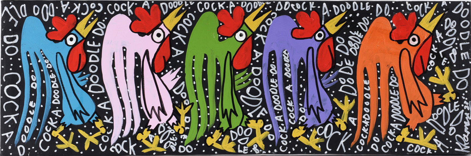 Kip Ramey Folk Art Painting on Canvas: Kip Ramey Folk Art Painting on Canvas Kip Ramey (American, North Carolina, contemporary) is a self-taught artist known for painted folk art works.