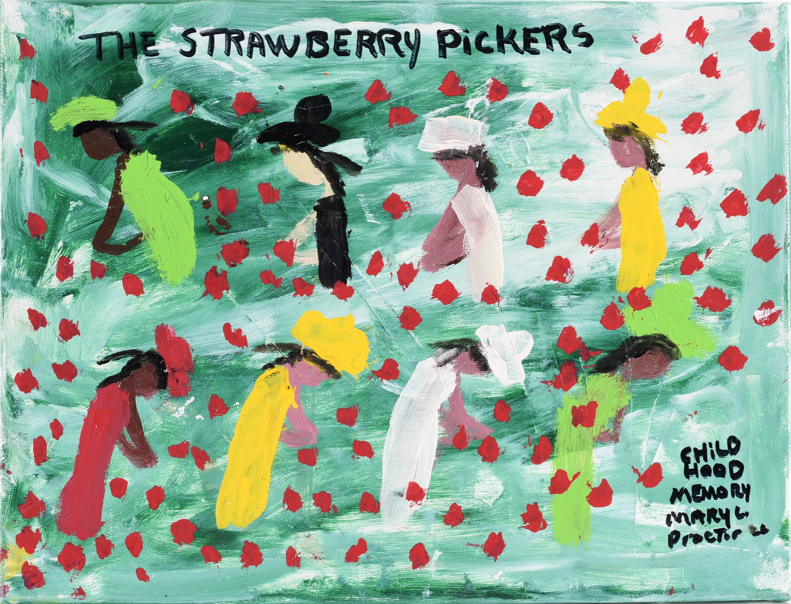 Mary Proctor Folk Art Painting: Strawberry Pickers (1 of 2)