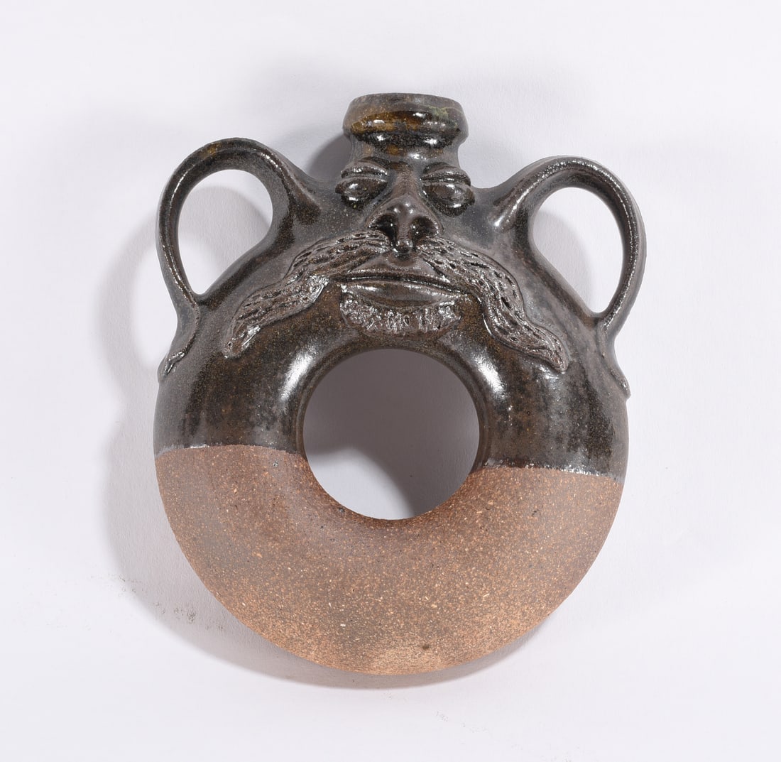 Pottery Rin Jug with Face: Pottery Rin Jug with Face We do offer in house shipping for items under 36" boxes 10"x10"x10" we can ship for around $21. boxes 18x18x18 we can ship for around $56 - $65. to get in house shipping