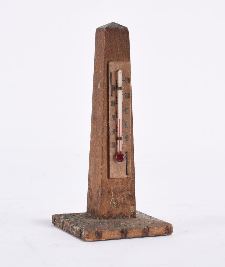 Folk Carved Mountain Thermometor: 5" -- Folk Carved Mountain Thermometor We do offer in house shipping for items under 36" boxes 10"x10"x10" we can ship for around $21. boxes 18x18x18 we can ship for around $56 - $65. to get in house 