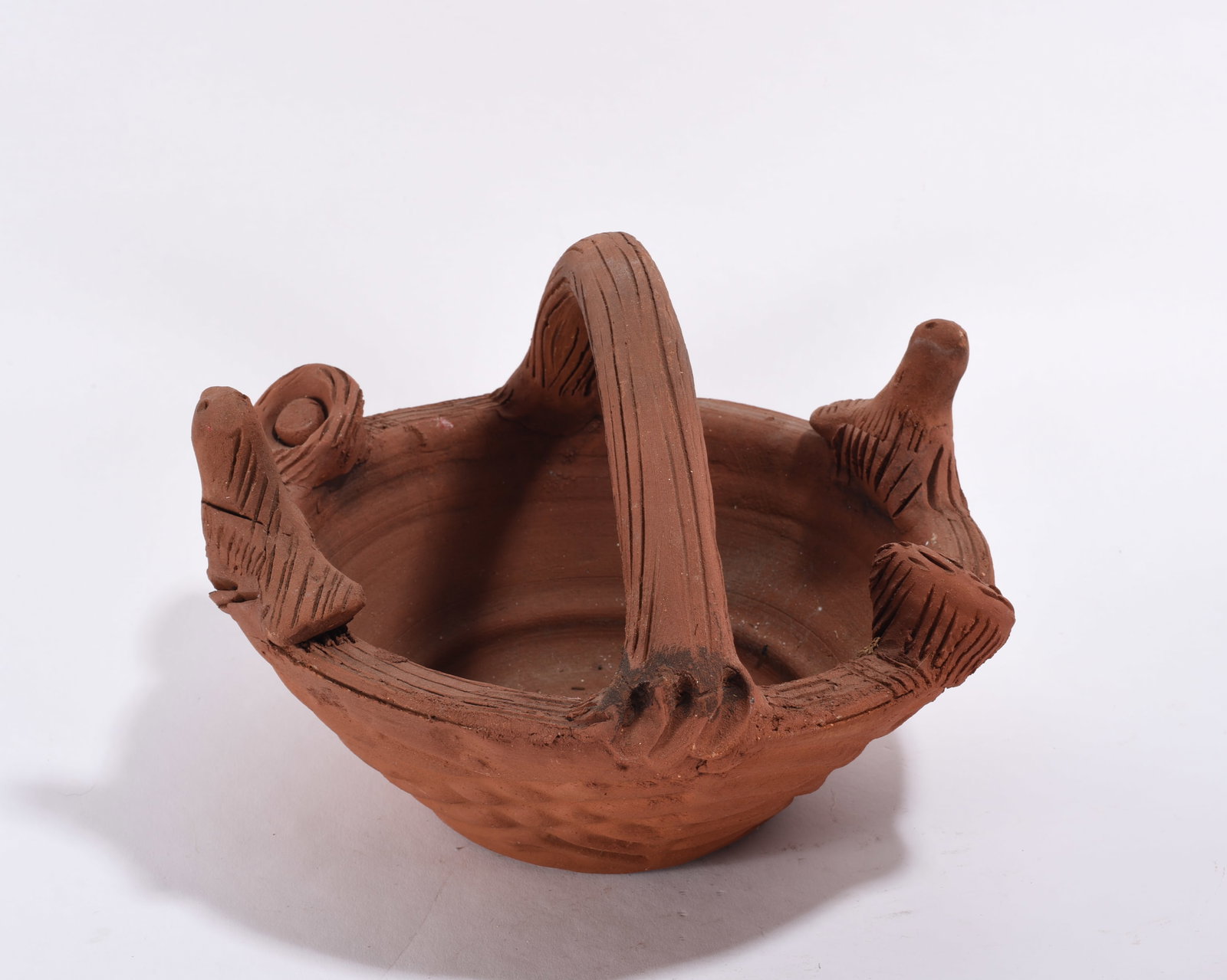 Folk Pottery Basket Bowl: Folk Pottery Basket Bowl We do offer in house shipping for items under 36" boxes 10"x10"x10" we can ship for around $21. boxes 18x18x18 we can ship for around $56 - $65. to get in house shipping pay f