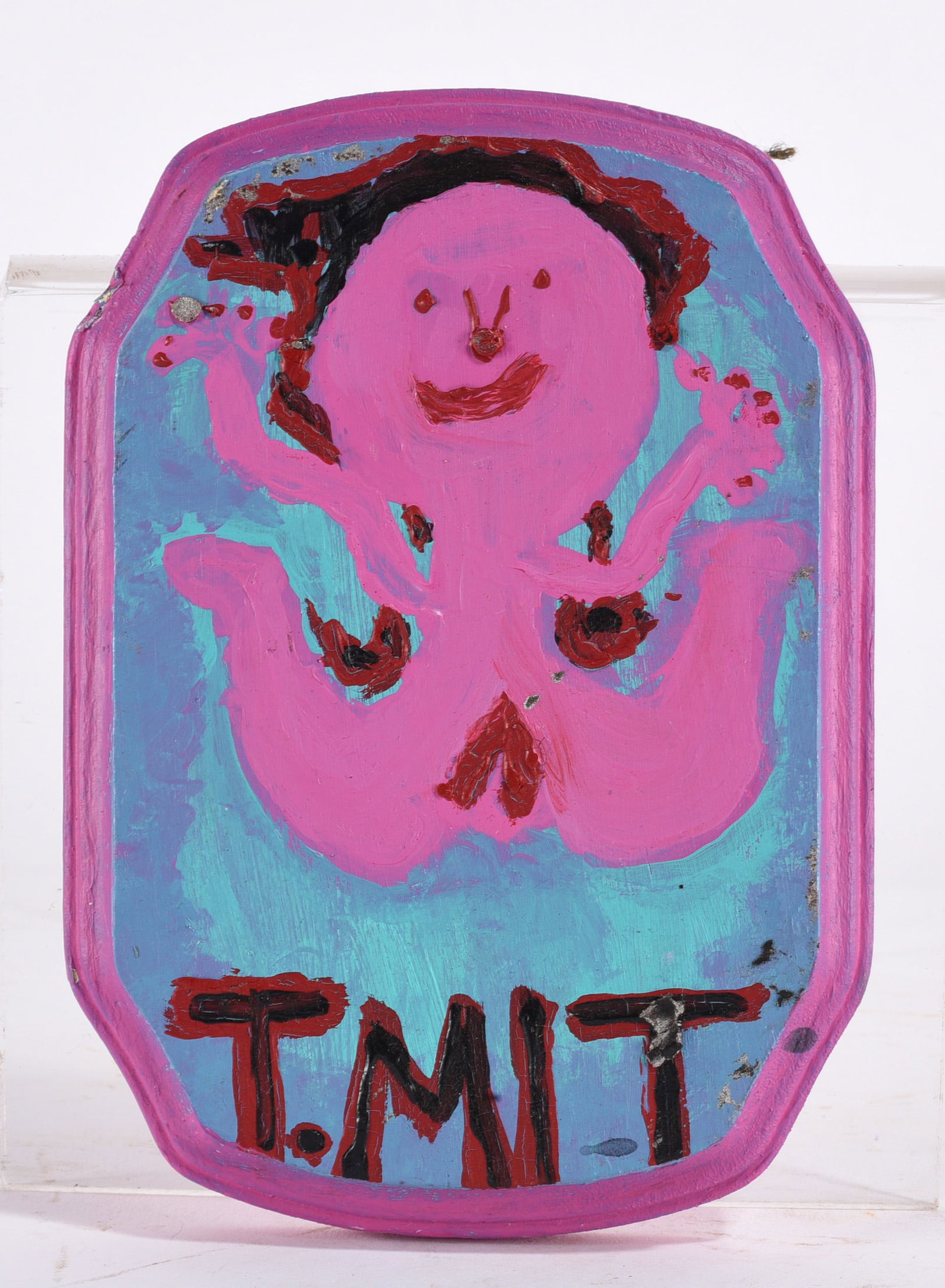 Folk Art Painting on Wood: 5"x7" - colorful folk painting on wood. please see photos for condition. All items are in estate condition We do offer in house shipping for items under 36" boxes 10"x10"x10" we can ship for around $2