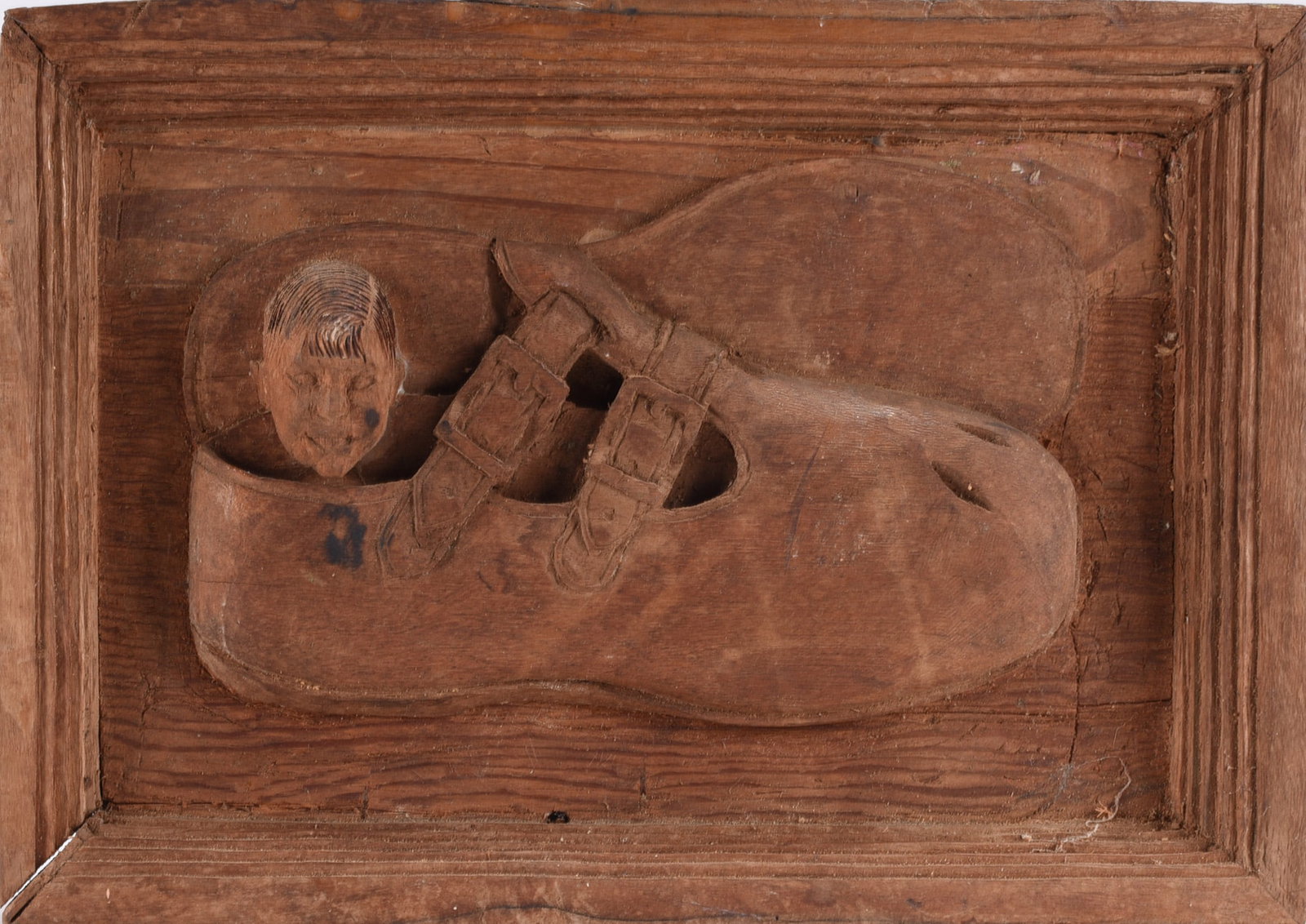 Carved Wooden Relief Shoe Panel (1 of 2)
