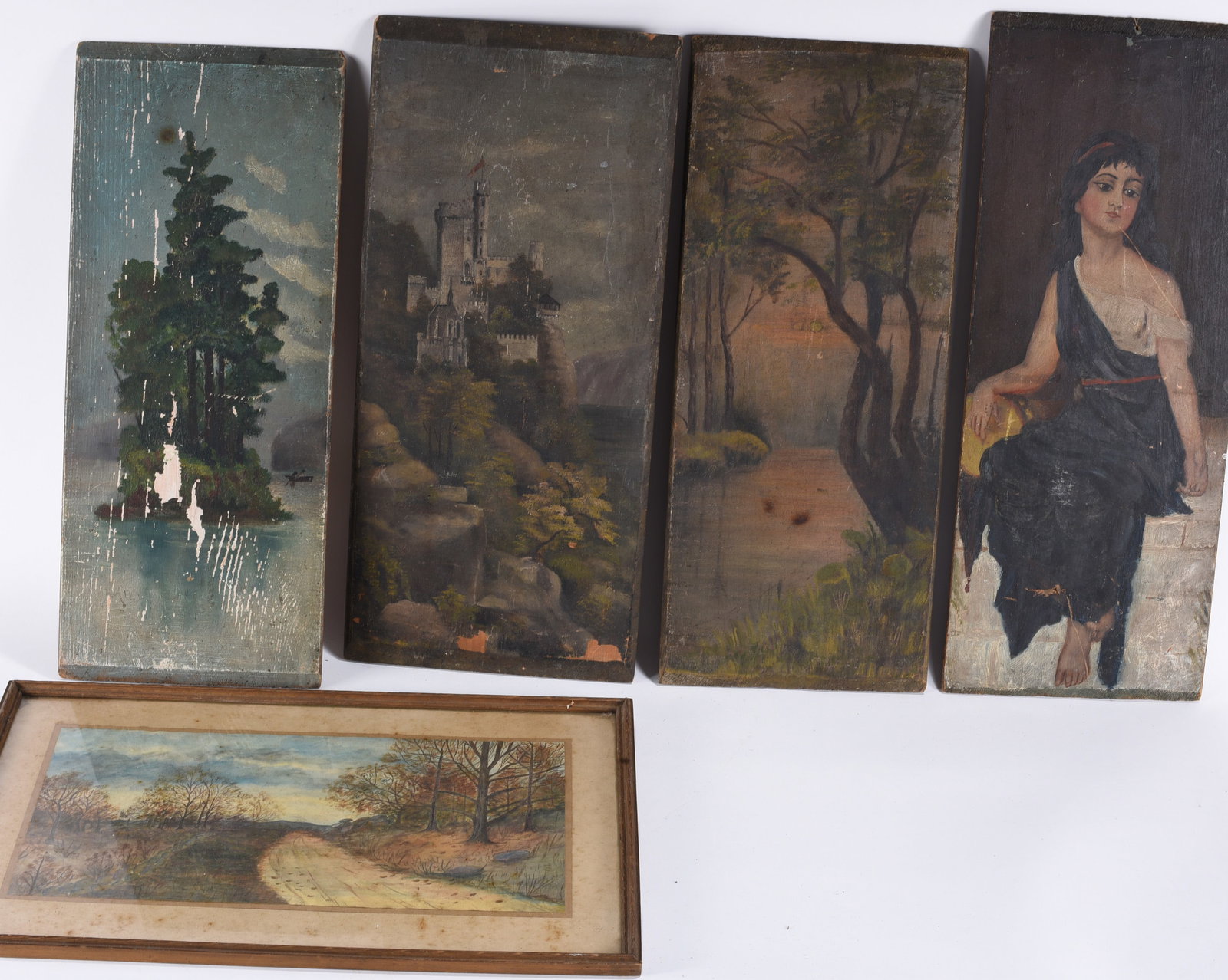 Group of Vintage Oil Paintings on Board (1 of 1)