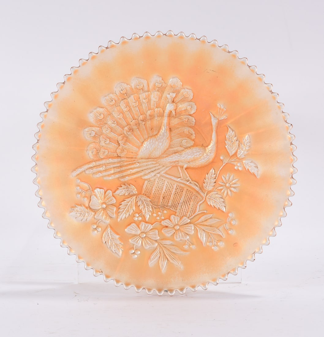 Carnival Glass Peacock Plate (1 of 2)