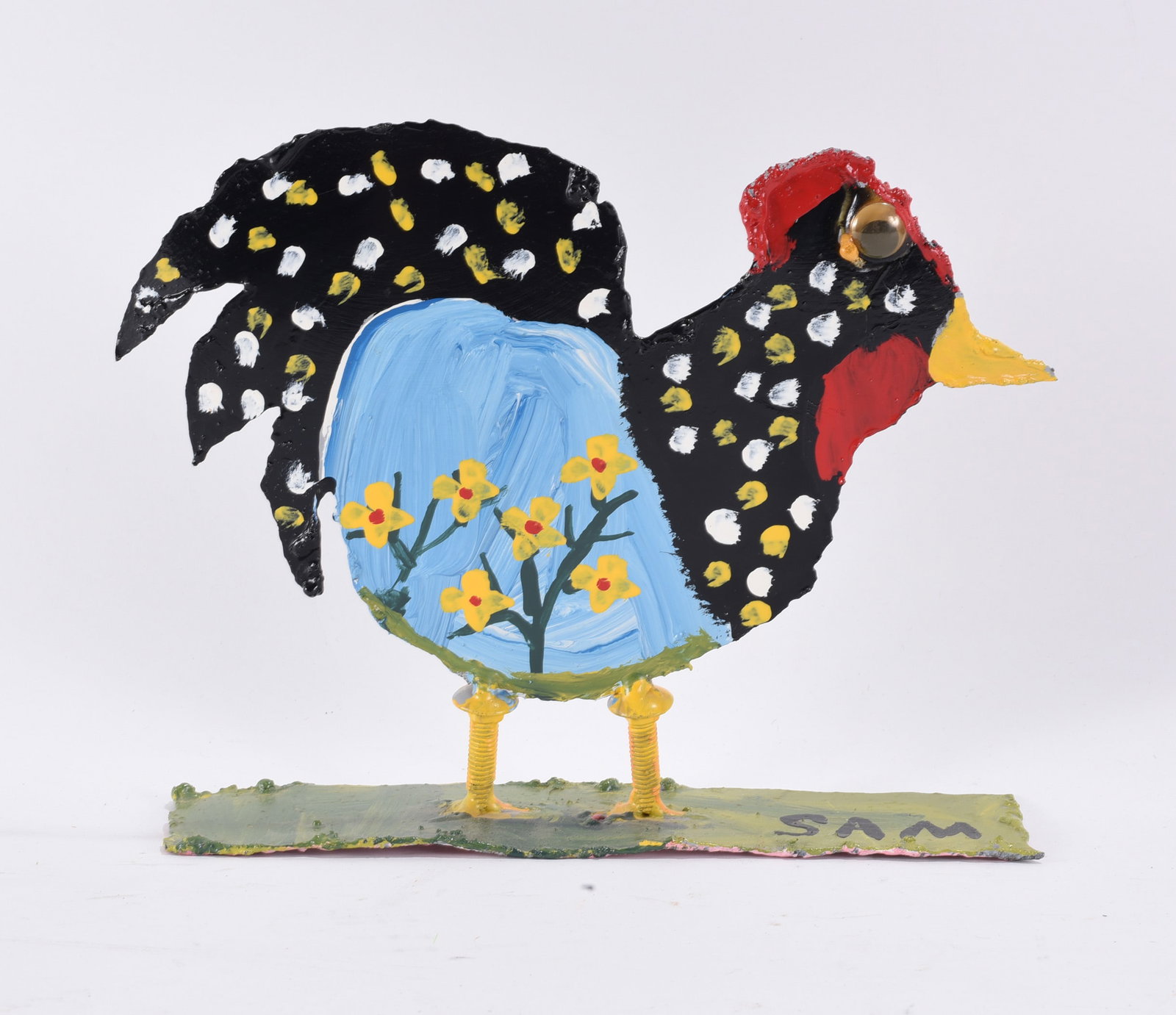 Sam The Dot Man Painted Metal Bird (1 of 4)