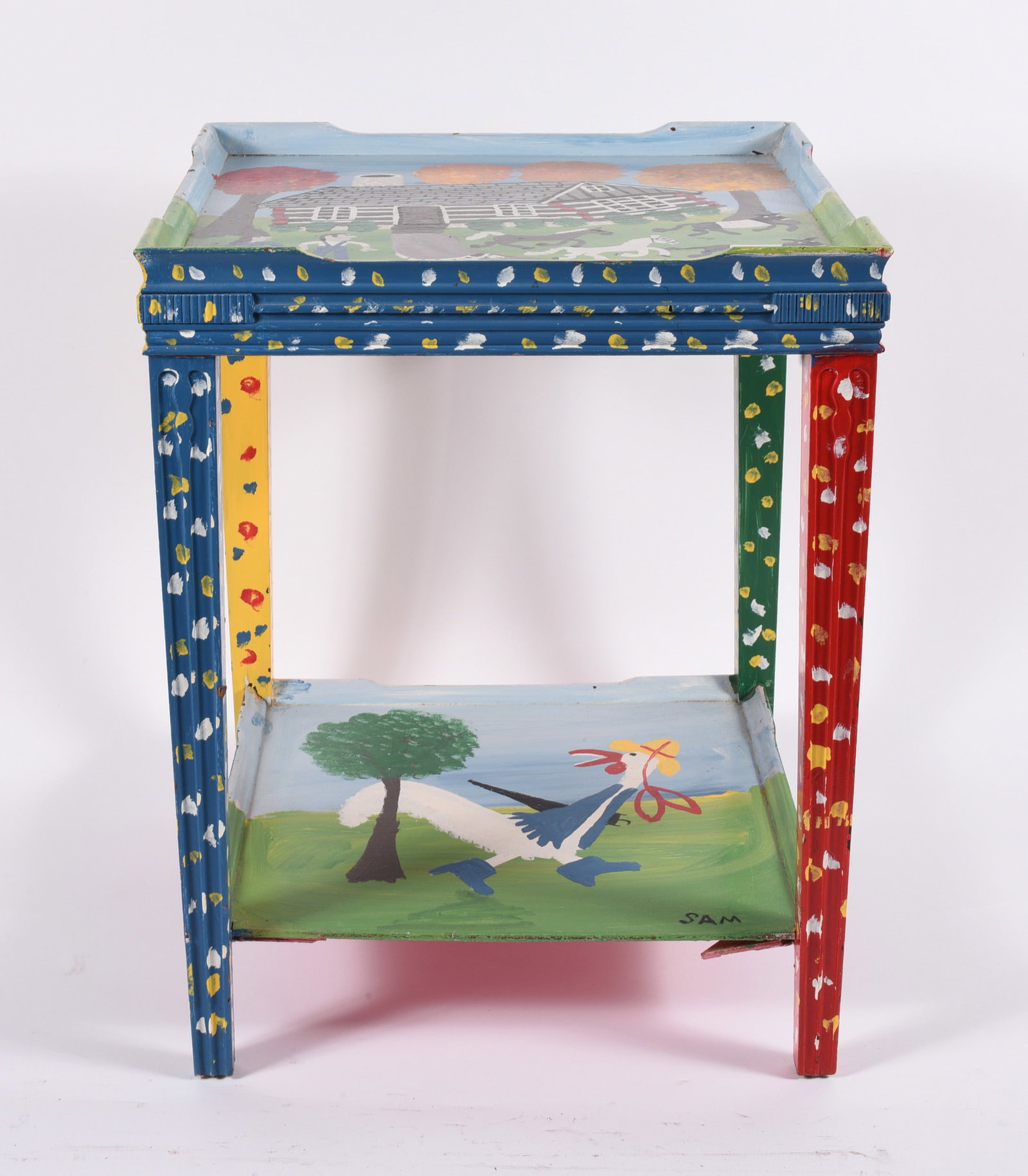 Sam The Dot Man Painted End Table (1 of 3)