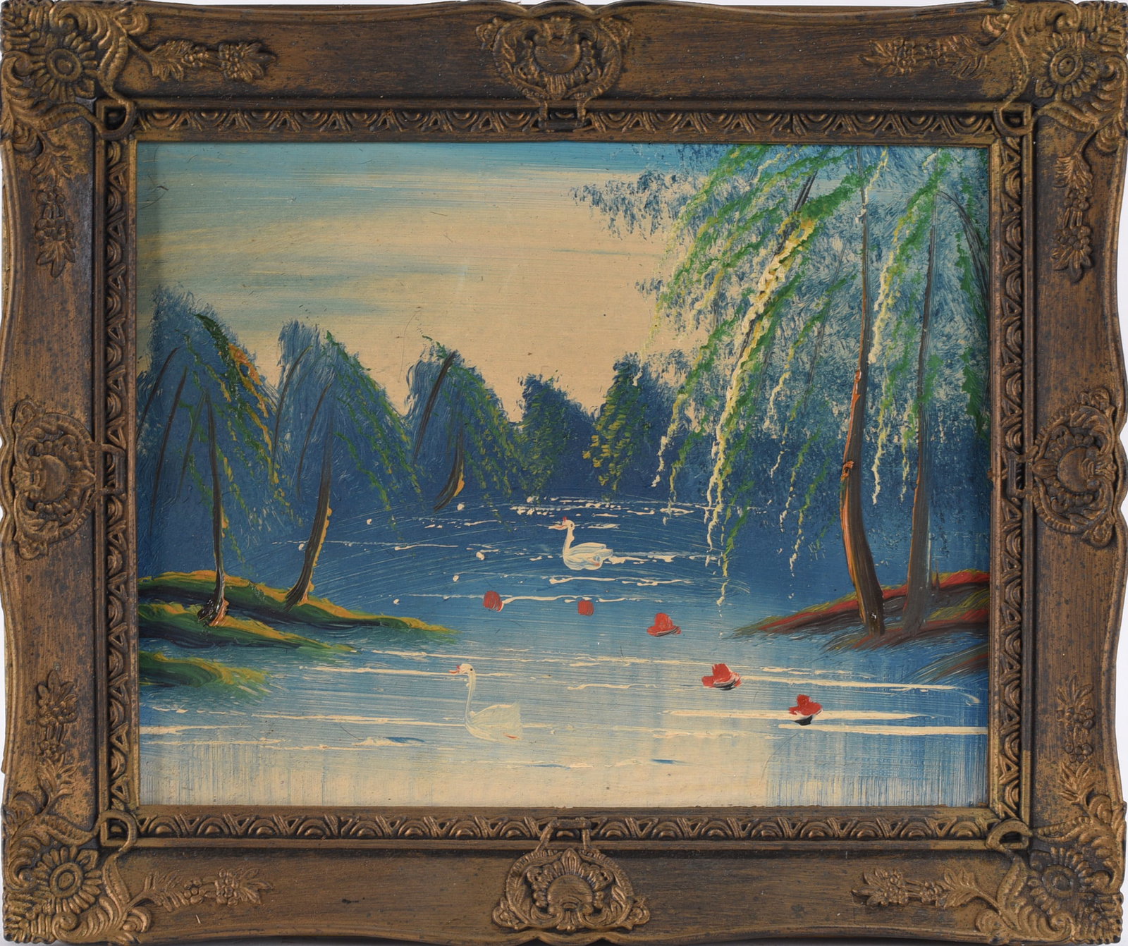 Oil Painting on Board: 11"x9" -- Oil painting on board. Unsigned. please see photos for condition. All items are in estate condition We do offer in house shipping for items under 36" boxes 10"x10"x10" we can ship for around