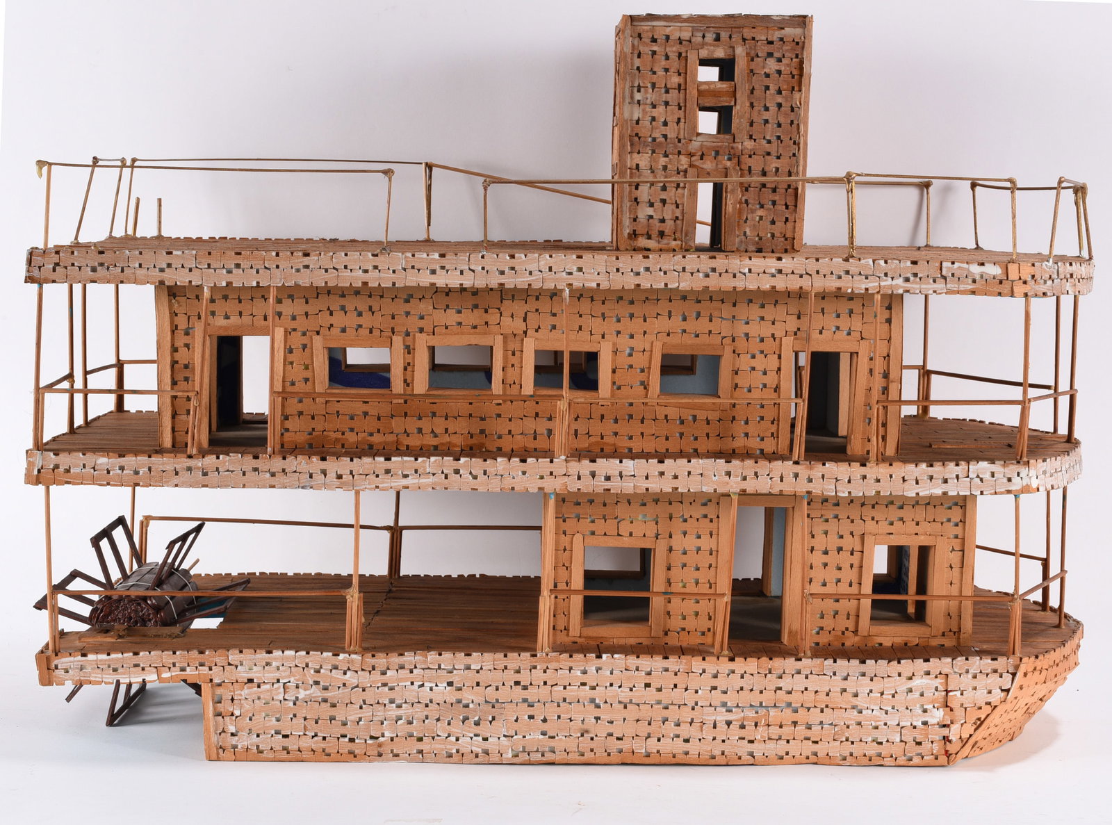 Folk Art Wood Paddlewheel Boat (1 of 2)