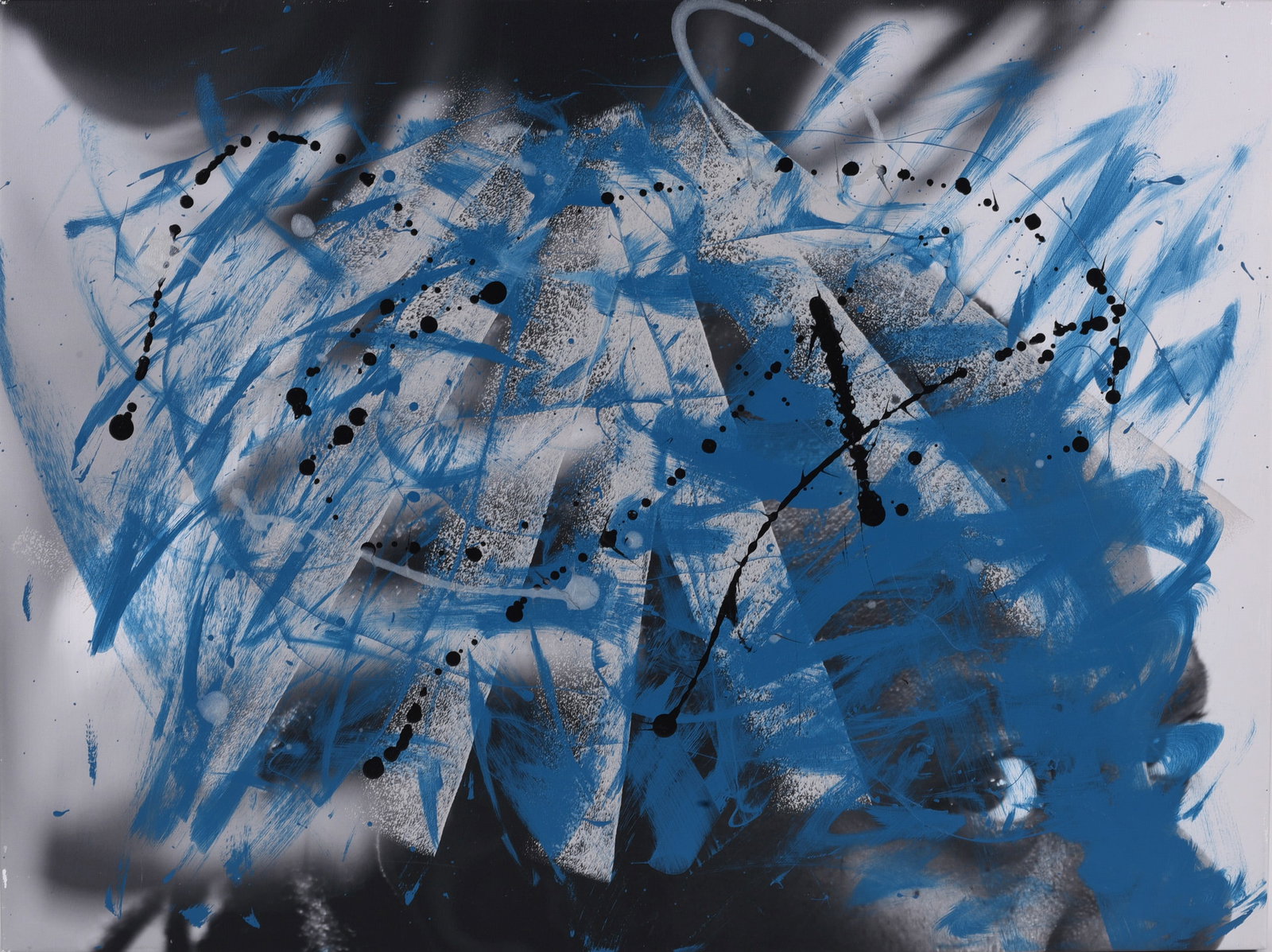 Beth Sheffield Abstract Art: 40"x30" -- Abstract painting signed by Beth Sheffield Sept 2019 "Always Thinking" please see photos for condition. All items are in estate condition We do offer in house shipping for items under 36" b