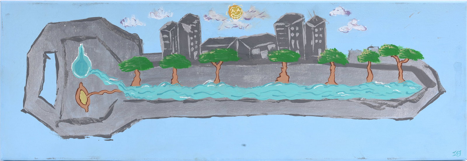Jakym Clark aka Isa Outsider Art Painting: 30"x10" paint on canvas. African American artist living in the Triangle area of North Carolina. Jakym visits the gallery once a quarter and drops paintings off for us to auction for him. please see ph