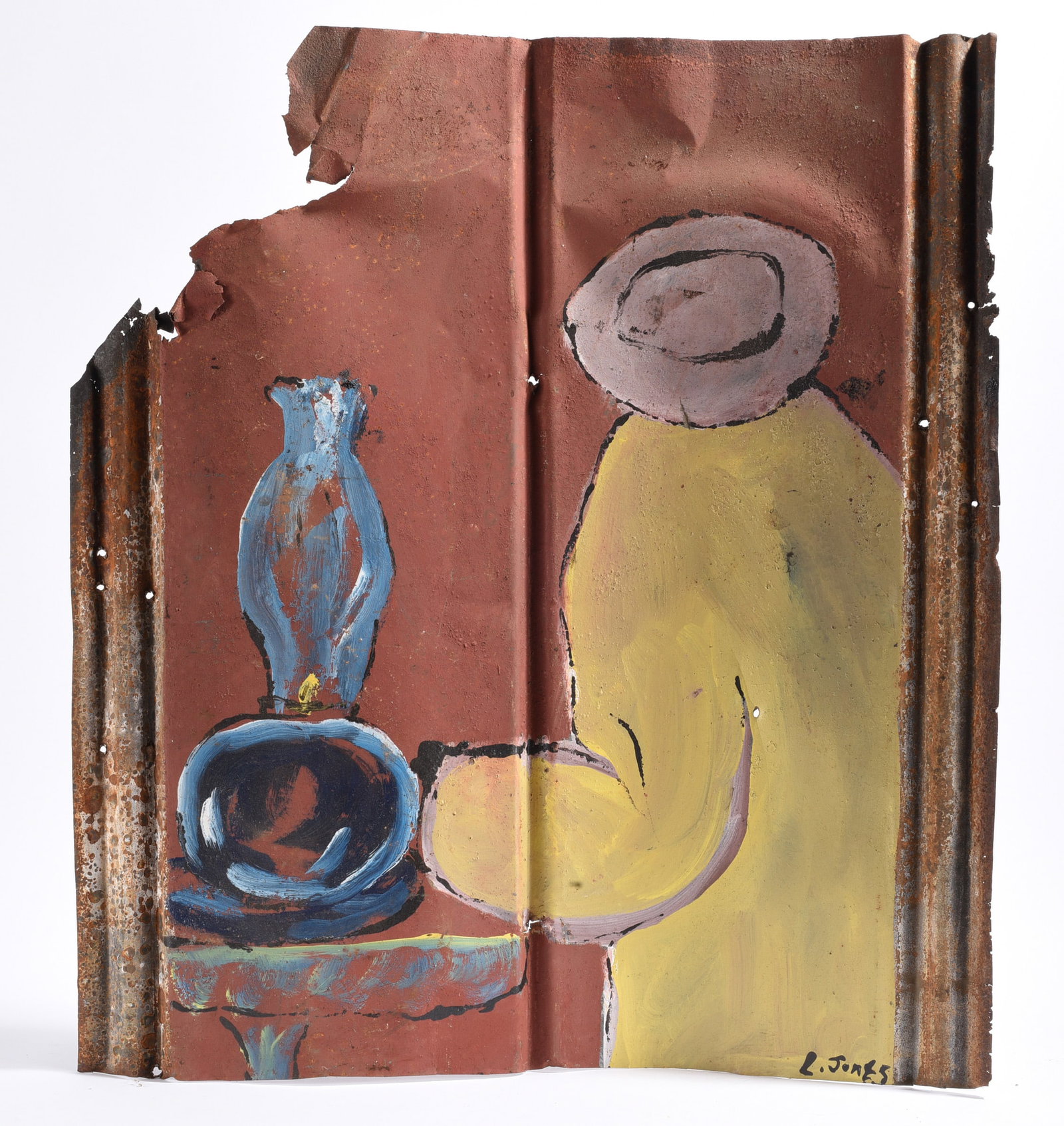 Leonard Jones Folk Art Painting on Tin (1 of 2)
