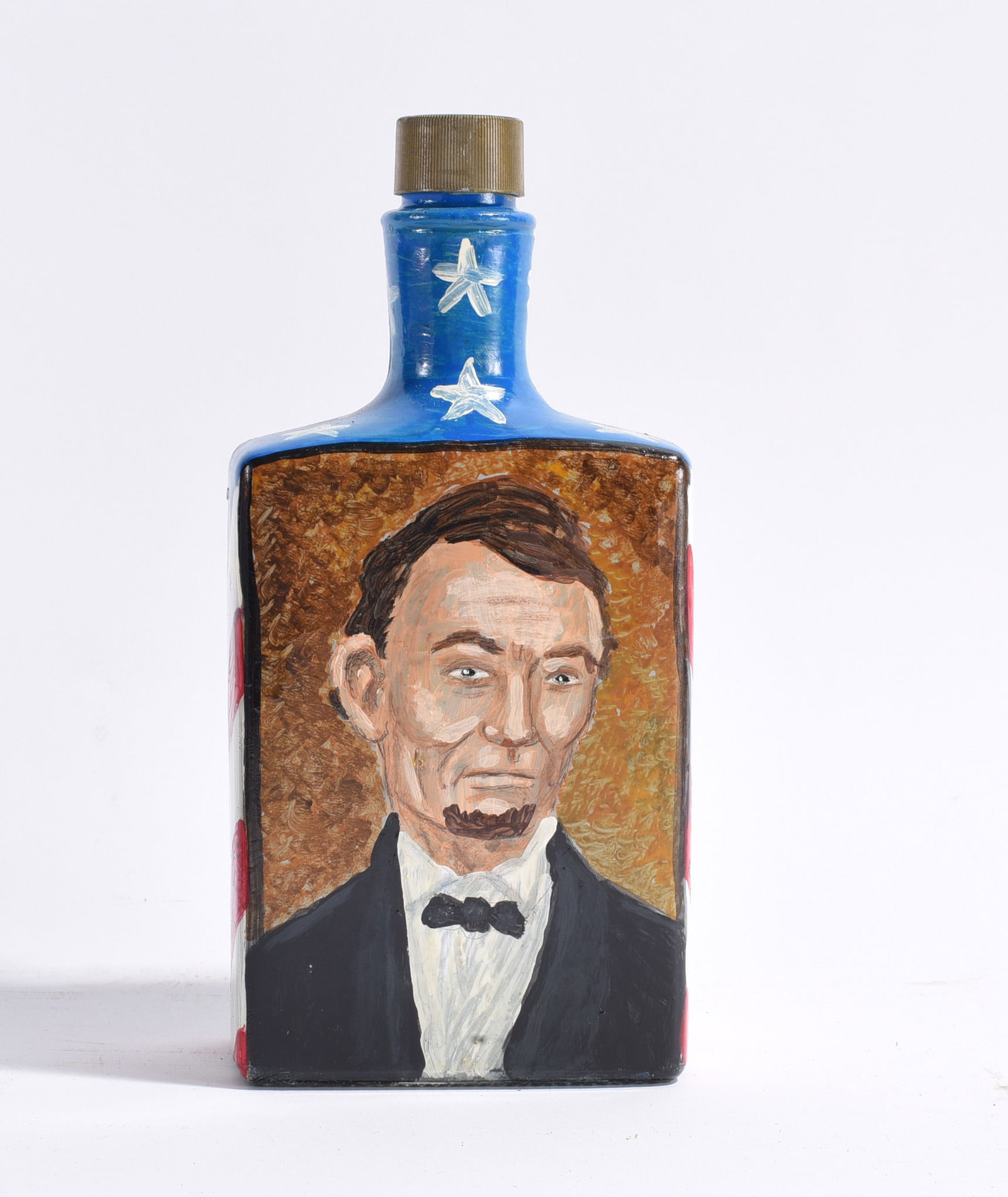 Richard Roebuck Folk Painted Bottle: 10" paint on old bottle. please see photos for condition. All items are in estate condition We do offer in house shipping for items under 36" boxes 10"x10"x10" we can ship for around $21. boxes 18x18x