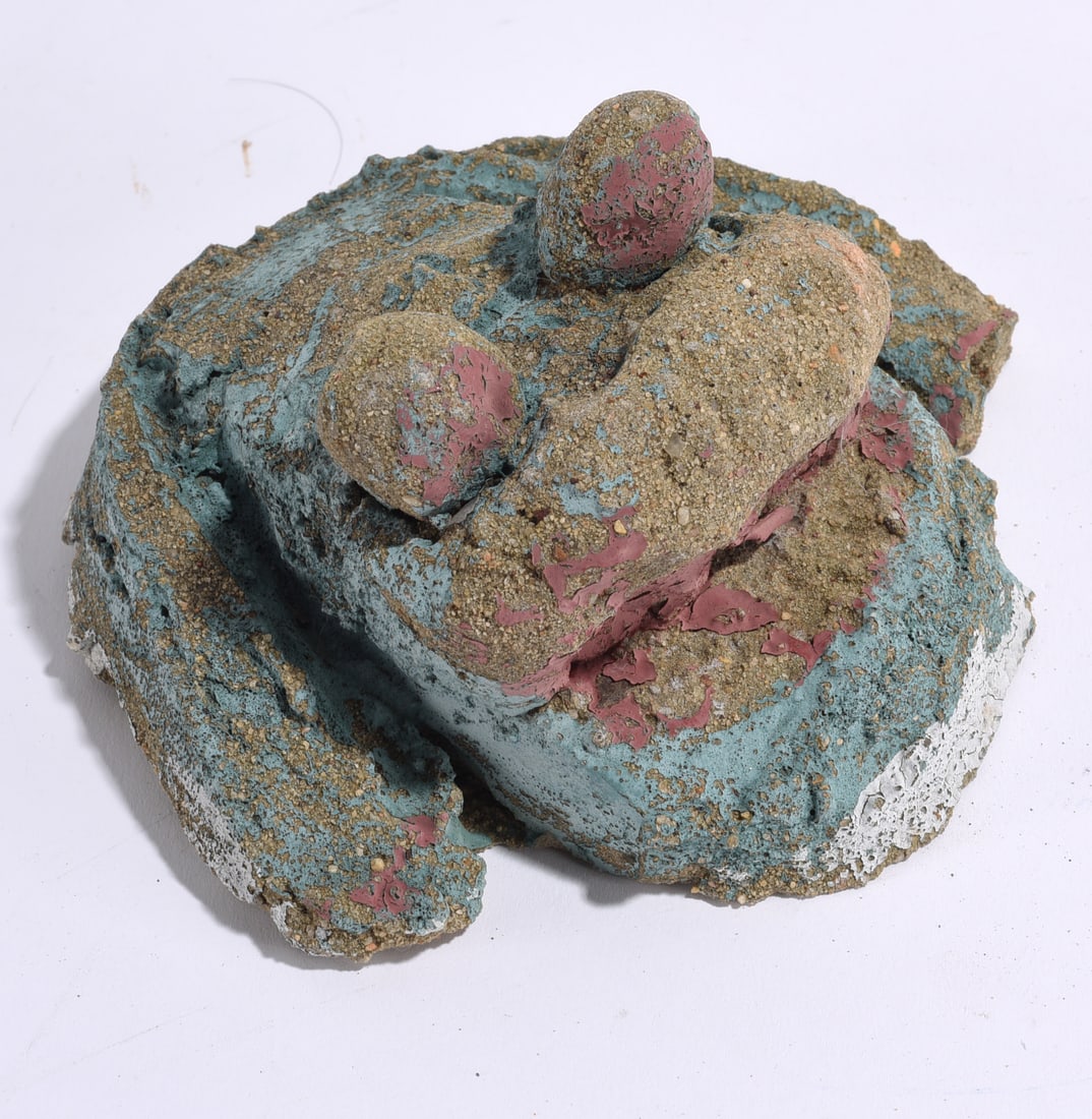 Willie Tarver Folk Art Concrete Sculpture: 6"x5" concrete and paint. please see photos for condition. All items are in estate condition We do offer in house shipping for items under 36" boxes 10"x10"x10" we can ship for around $21. boxes 18x18